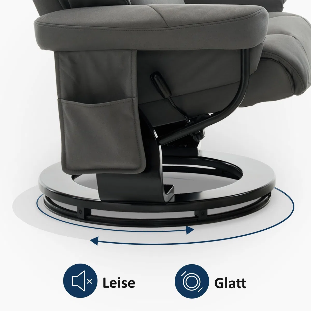 MCombo Relaxsessel mit Hocker Drehbare Fernsehsessel Liegefunktion Moderner TV-Sessel Stuhl Wohnzimmer Mikrofaser Grau