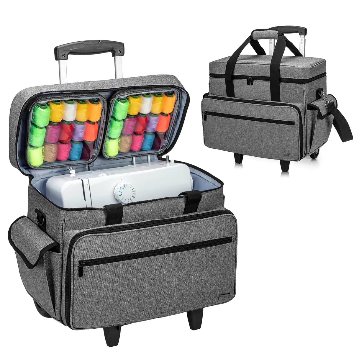 Teamoy Nähmaschinentasche Trolley, Nähmaschinentasche mit Rollen, Nähmaschinen Trolley für Nähmaschine Zubehör