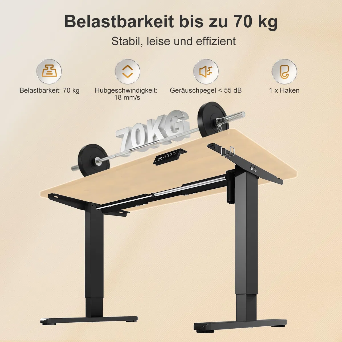 Flamaker Höhenverstellbarer Schreibtisch Elektrisch Tischgestell Höhenverstellbar Elektrisch 2-Fach-Teleskop Mit Memory-Steuerung Höhenverstellbarer Schreibtisch Gestell (Schwarz)