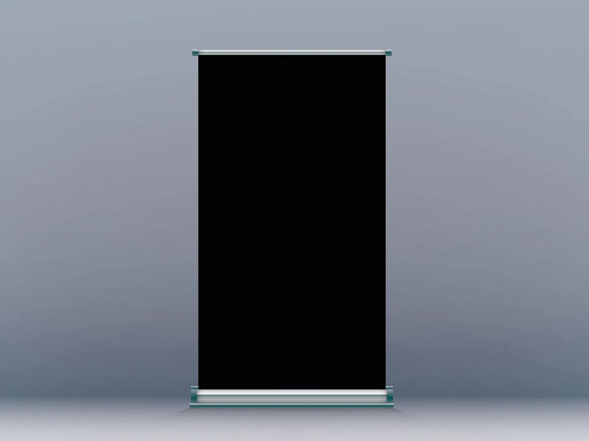 Oedim Roll-Up Chrom, Schwarz, 100 x 200 cm, Druck inkl. maximaler Druckqualität, Anti-Kurven, Anti-Schaukel, Werbeaufsteller