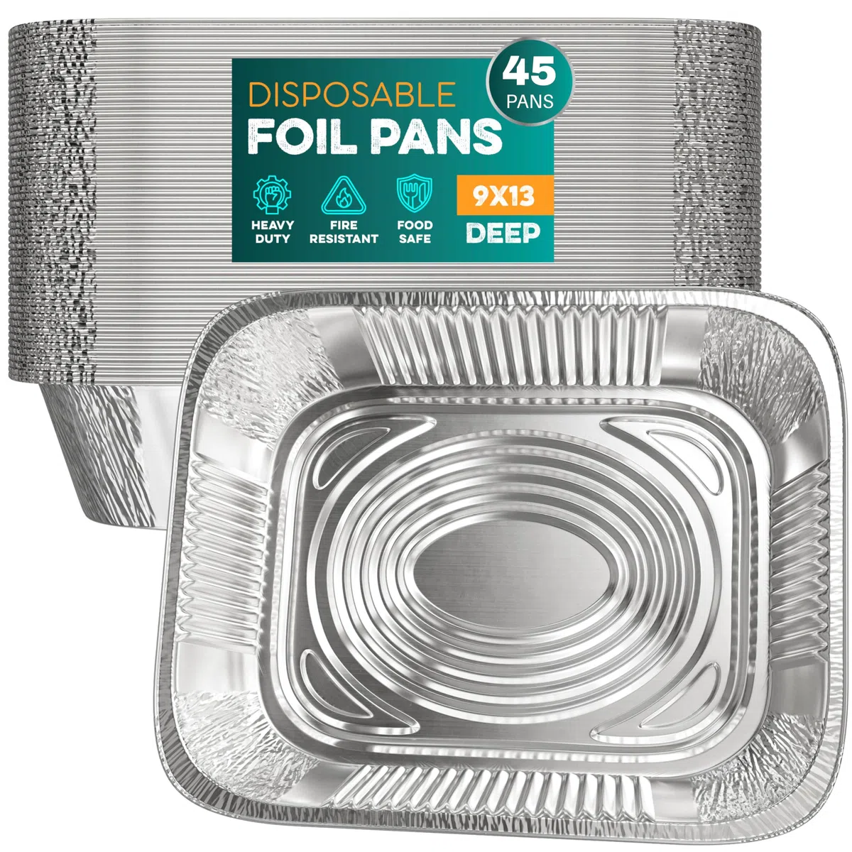 Aluminium-Pfannen 22,9 x 33 cm [45 Stück] Aluminiumfolien-Pfannen – Einweg-Pfannen zum Backen, Grillen, Braten, Kuchen-Serviergerichte, Catering-Zubehör, Dampftisch-Chafing Pans, halbe Größe