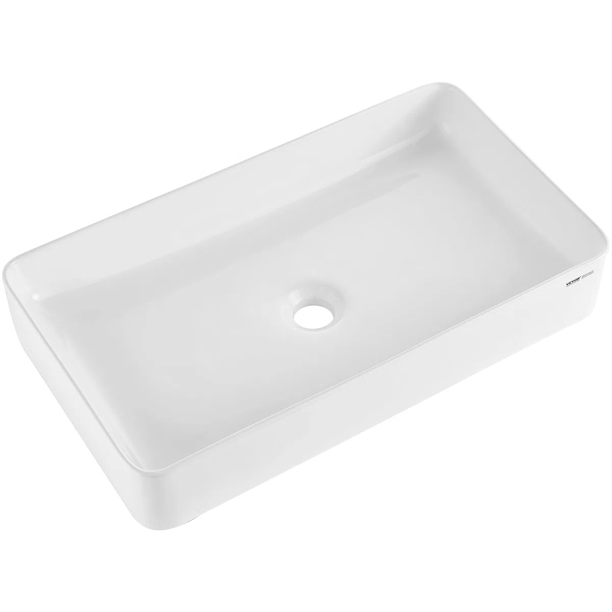 VEVOR Rechteckiges Aufsatzwaschbecken, 61 x 35 cm, Badezimmer-Aufsatzwaschbecken, weißes Keramik-Waschbecken über der Theke, moderner Stil, hell und elegant, gut verpackt für Badezimmer, Hotel