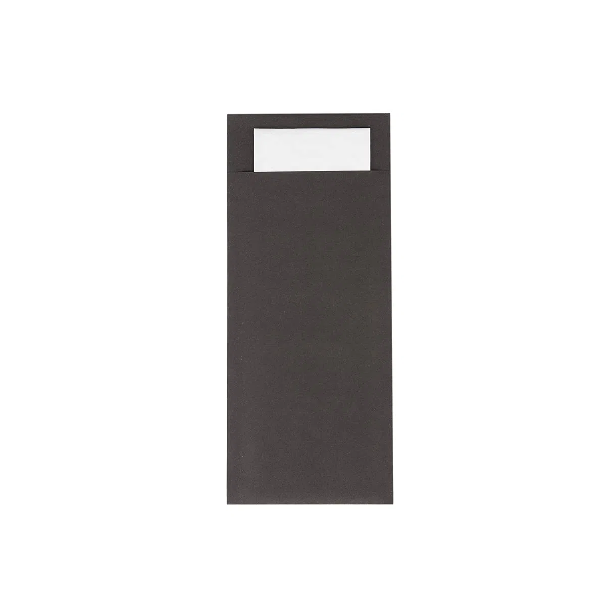 Mank Papier Bestecktasche 85 x 200 mm mit 2-lagiger Tissue Serviette in Weiß Besteckhülle Besteckbeutel in verschiedenen Farben (Schwarz, 500)