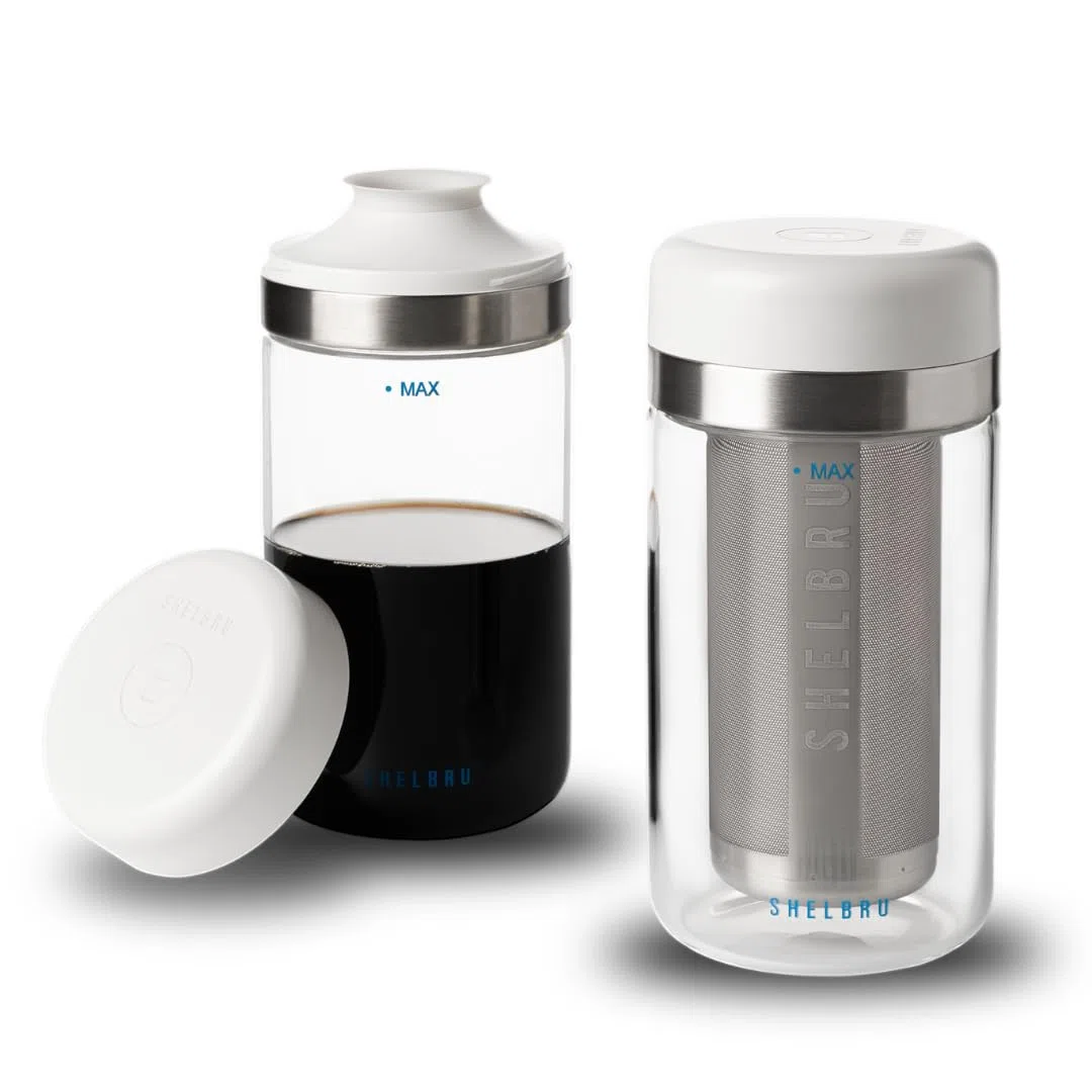 Kaltbrühsystem mit wiederverwendbarem Doppelfilter aus Edelstahl – 2-teiliges Set mit Brauer und Karaffe – 500 ml Kaltbrühkonzentrat – robustes Borosilikatglas