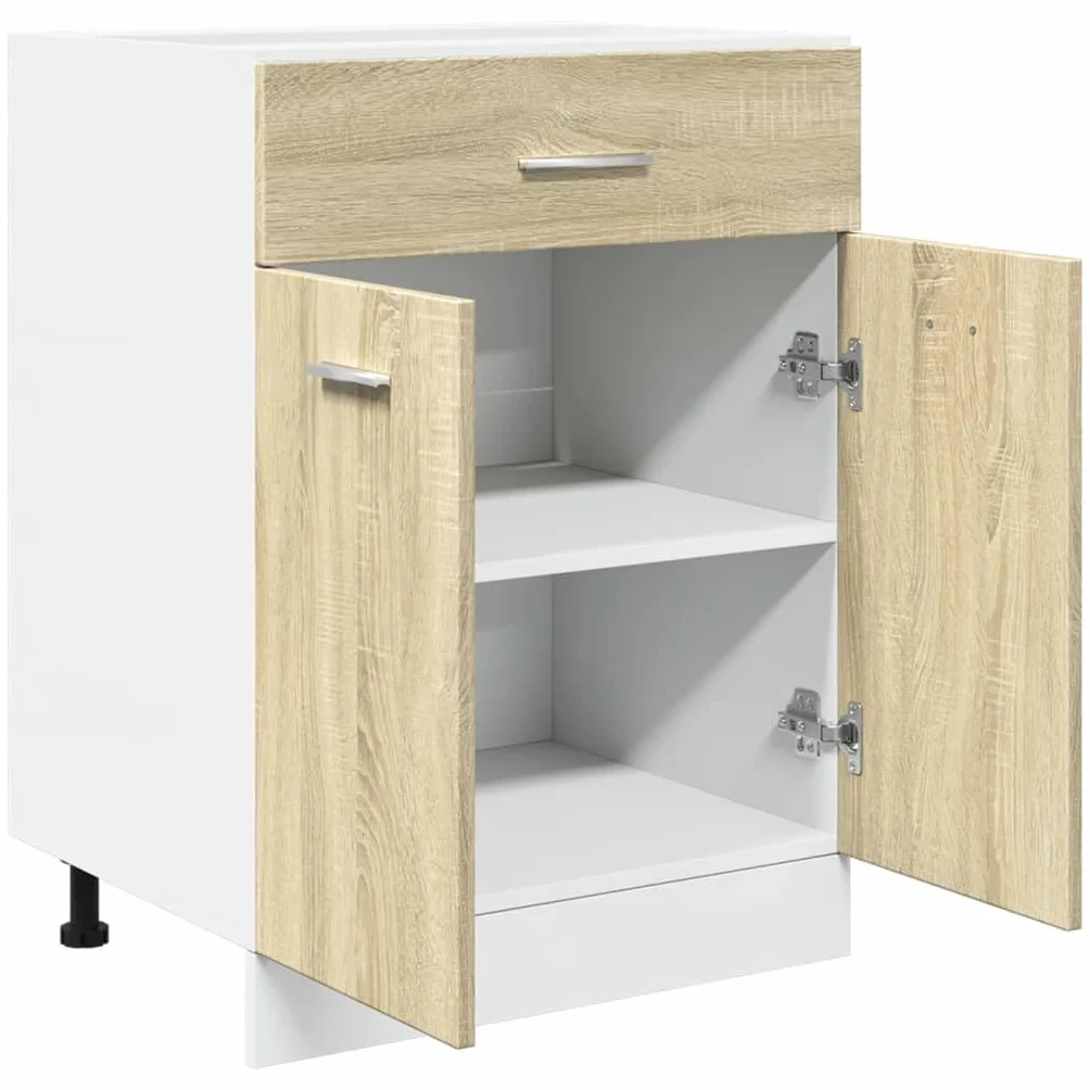 vidaXL Schubunterschrank Lyon Sonoma-Eiche 60x46x81,5 cm Holzwerkstoff, Küchenschrank, Gastronomieschrank, Gastro Möbel, Küchenmöbel, Aufbewahrungsschrank