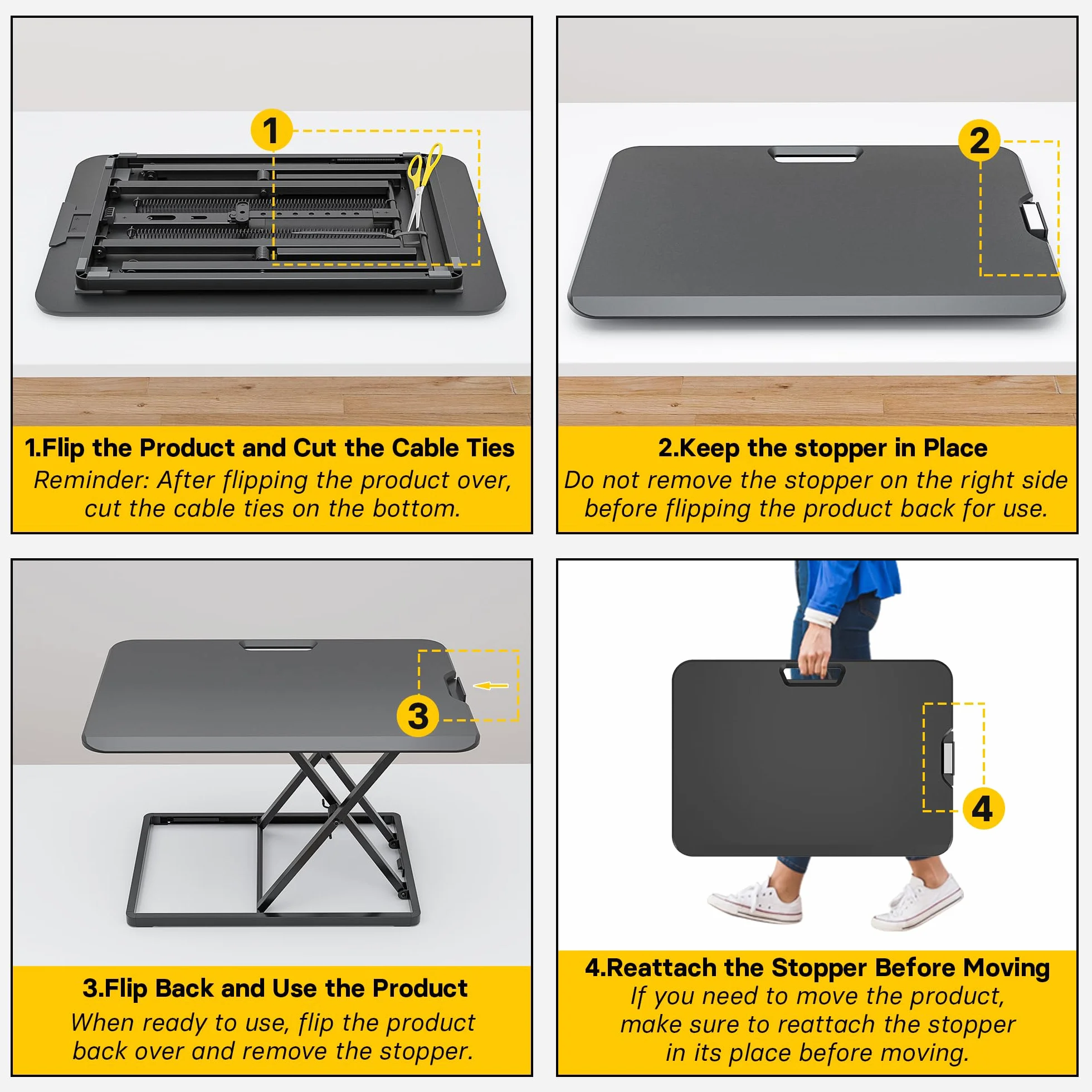 BONTEC Höhenverstellbarer Schreibtischaufsatz, Schreibtisch Erhöhung 67x47cm, Tragfähigkeit 8 kg, Stehpult, Ergonomischer Stehtisch, Standing Desk Converter Für Laptop & Monitor