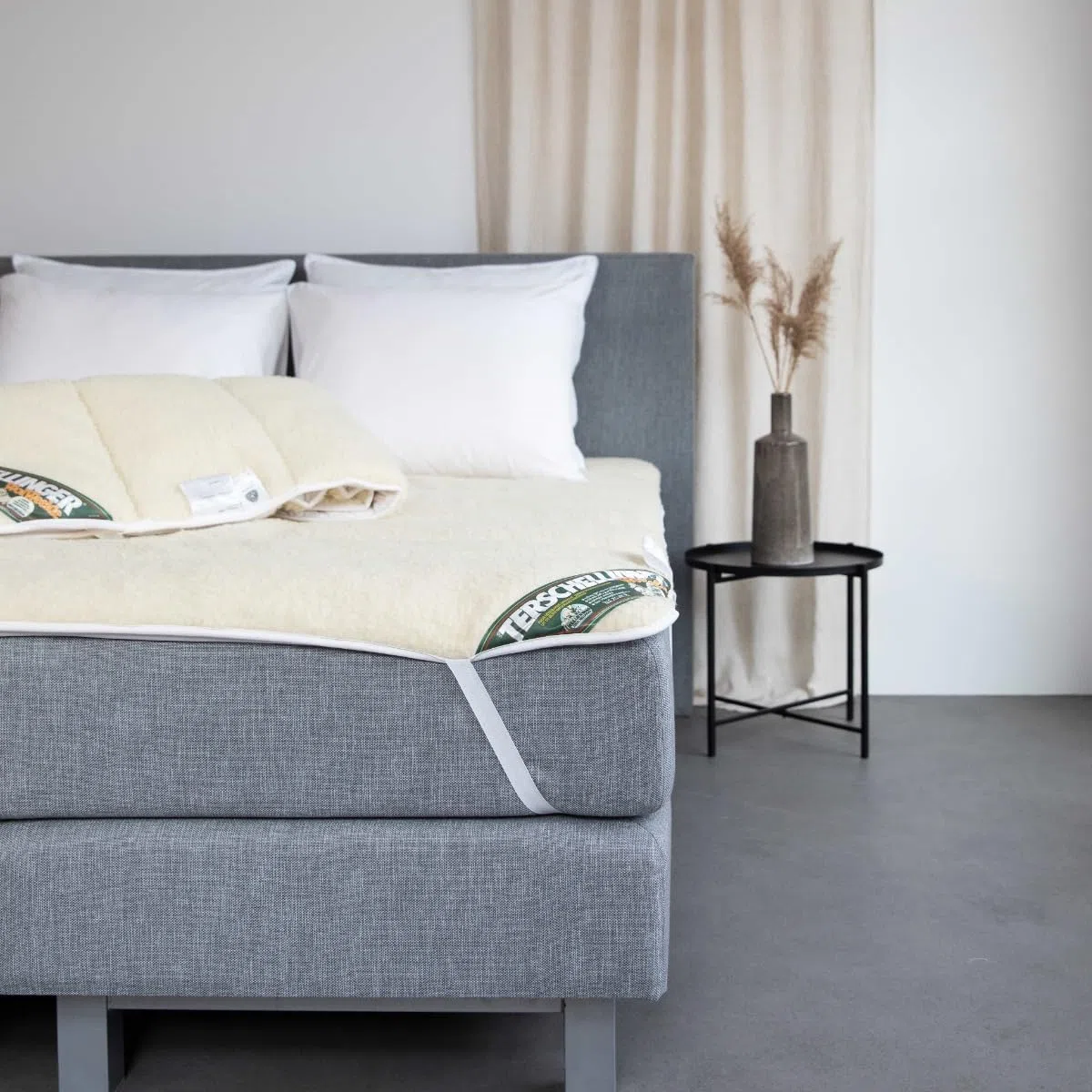 Terschellinger Lammflor Wollunterbett 100% IWS-Schurwollauflage 2-in-1 Matratzenauflage 160 x 200 cm