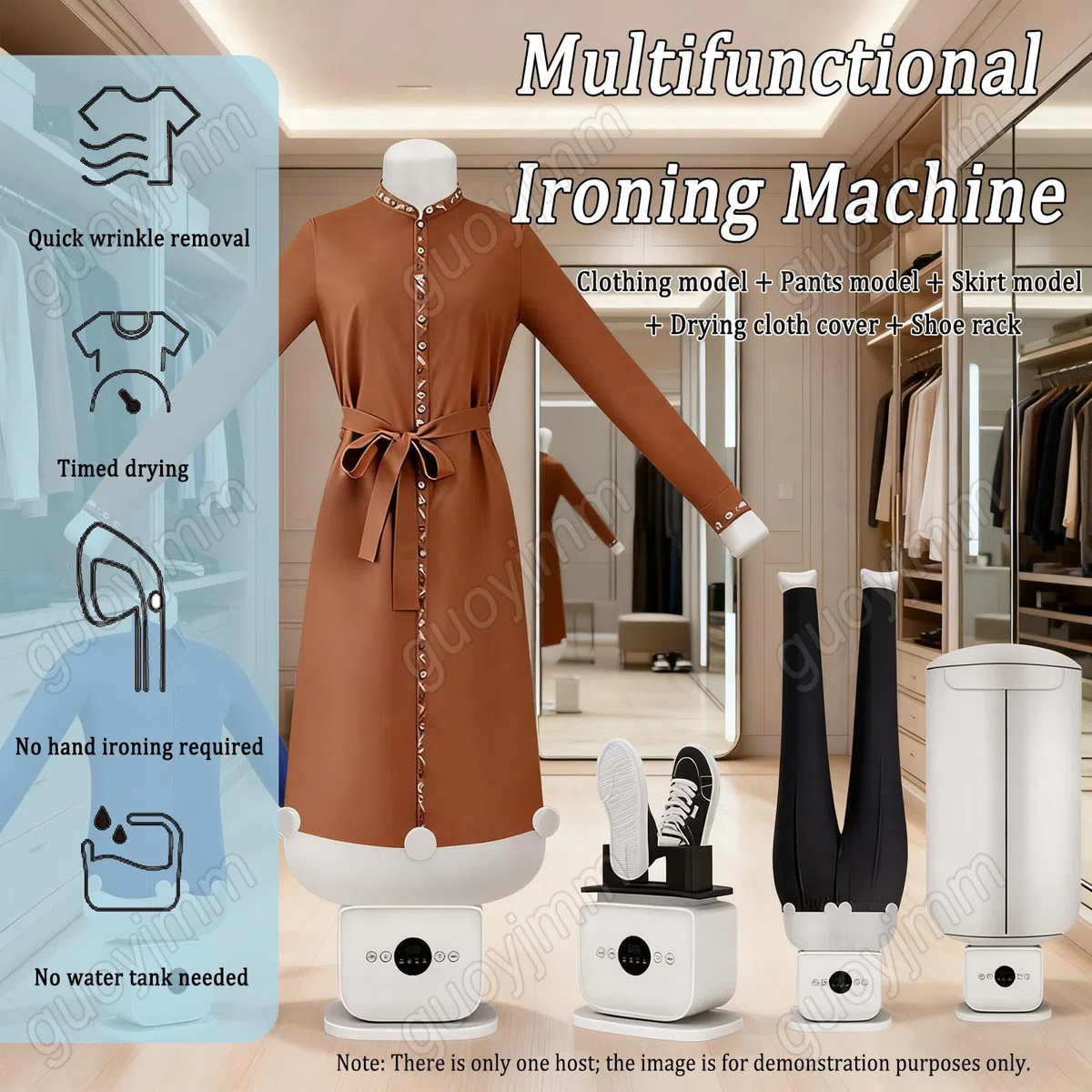 Automatische Bügelmaschine für Zuhause, 3-in-1 Bügel- & Trockensystem, Elektrischer Wäschetrockner, Einstellbare Wärme & Timer für Hemden & Hosen