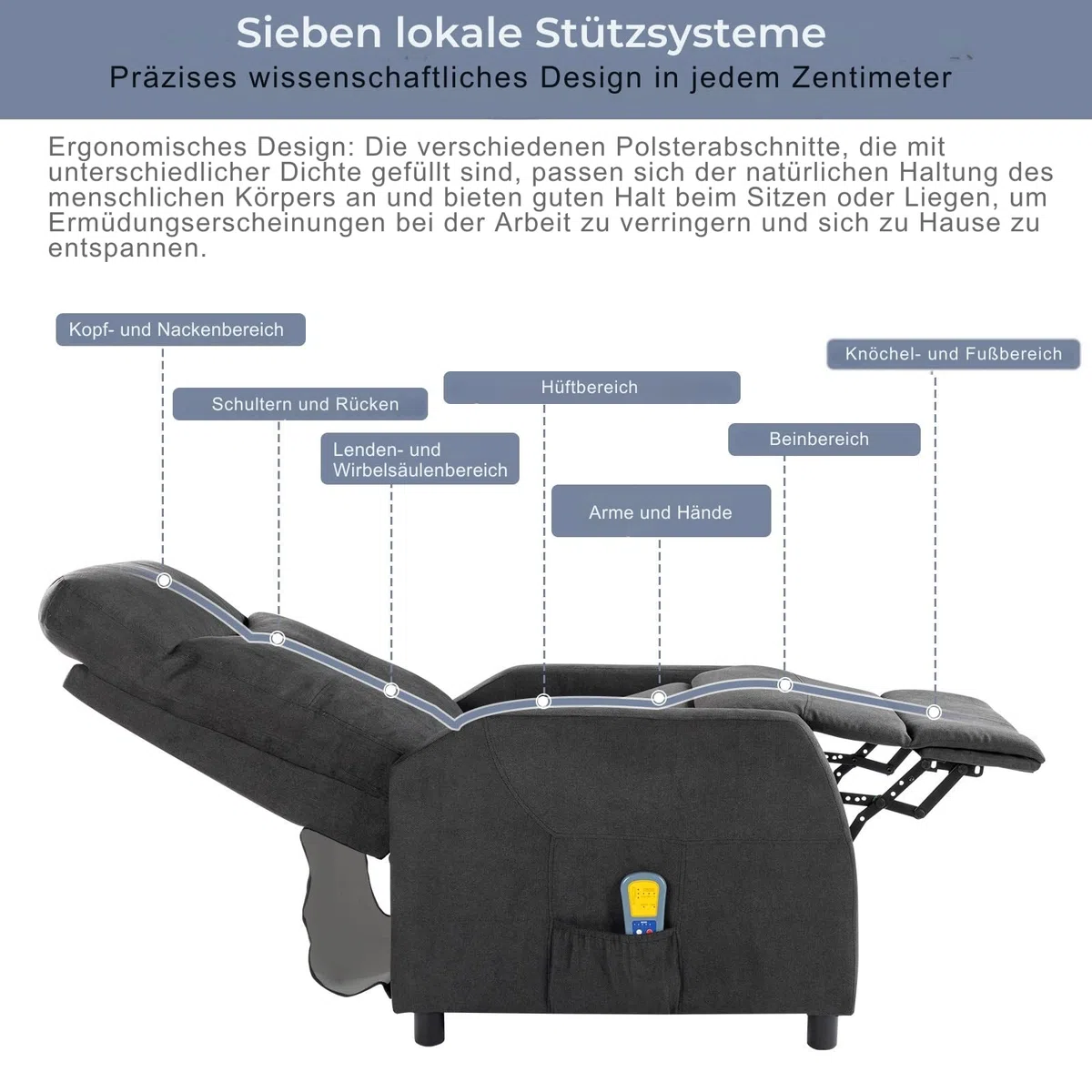LEADZM Relaxsessel Fernsehsessel mit Manuell Liegefunktion, Verstellbarer Rückenlehne und Massage Wärmefunktion