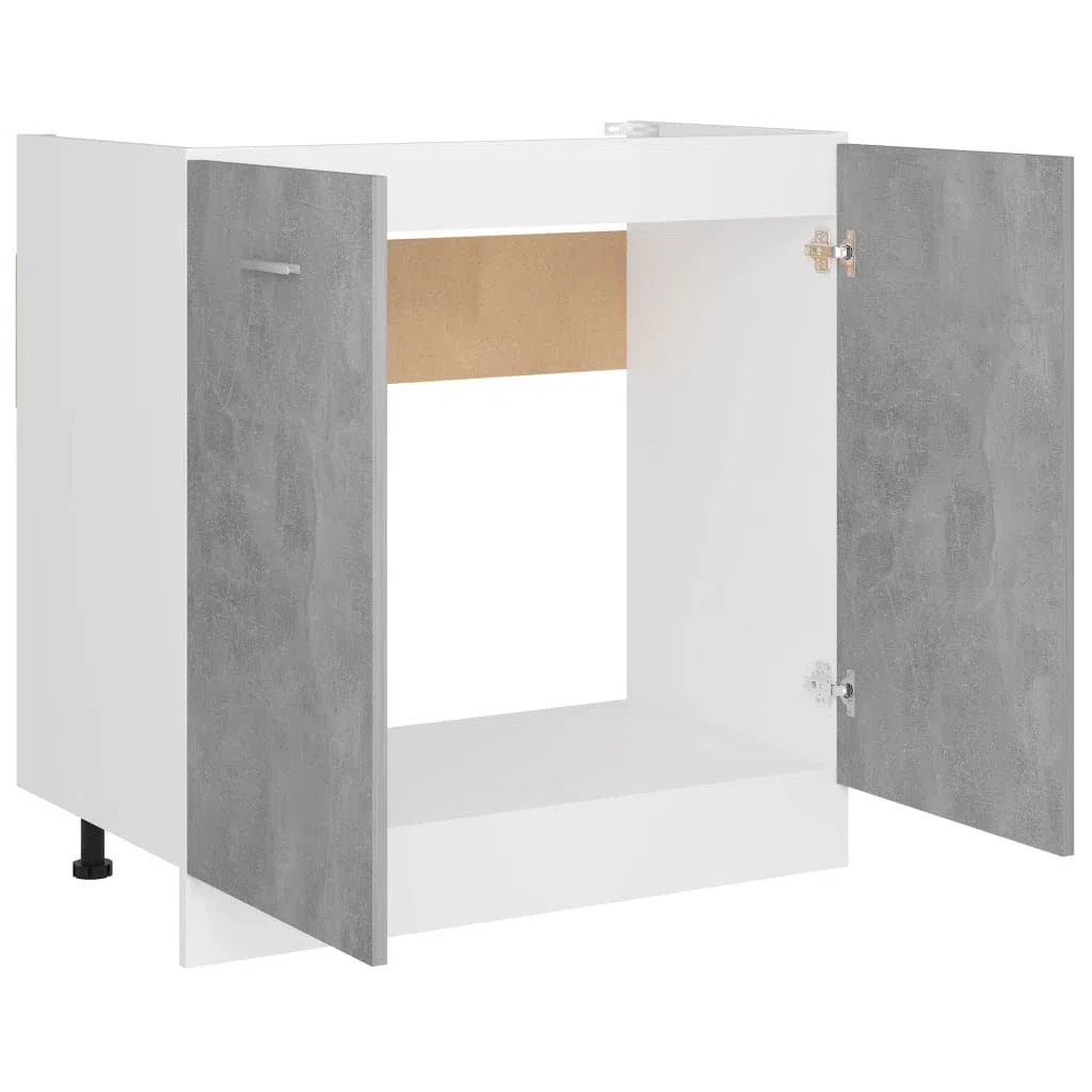 vidaXL Spülenunterschrank Küchenschrank Küchenzeile Küchenmöbel Unterschrank Küchenunterschrank Schrank Betongrau 80x46x81,5cm Holzwerkstoff