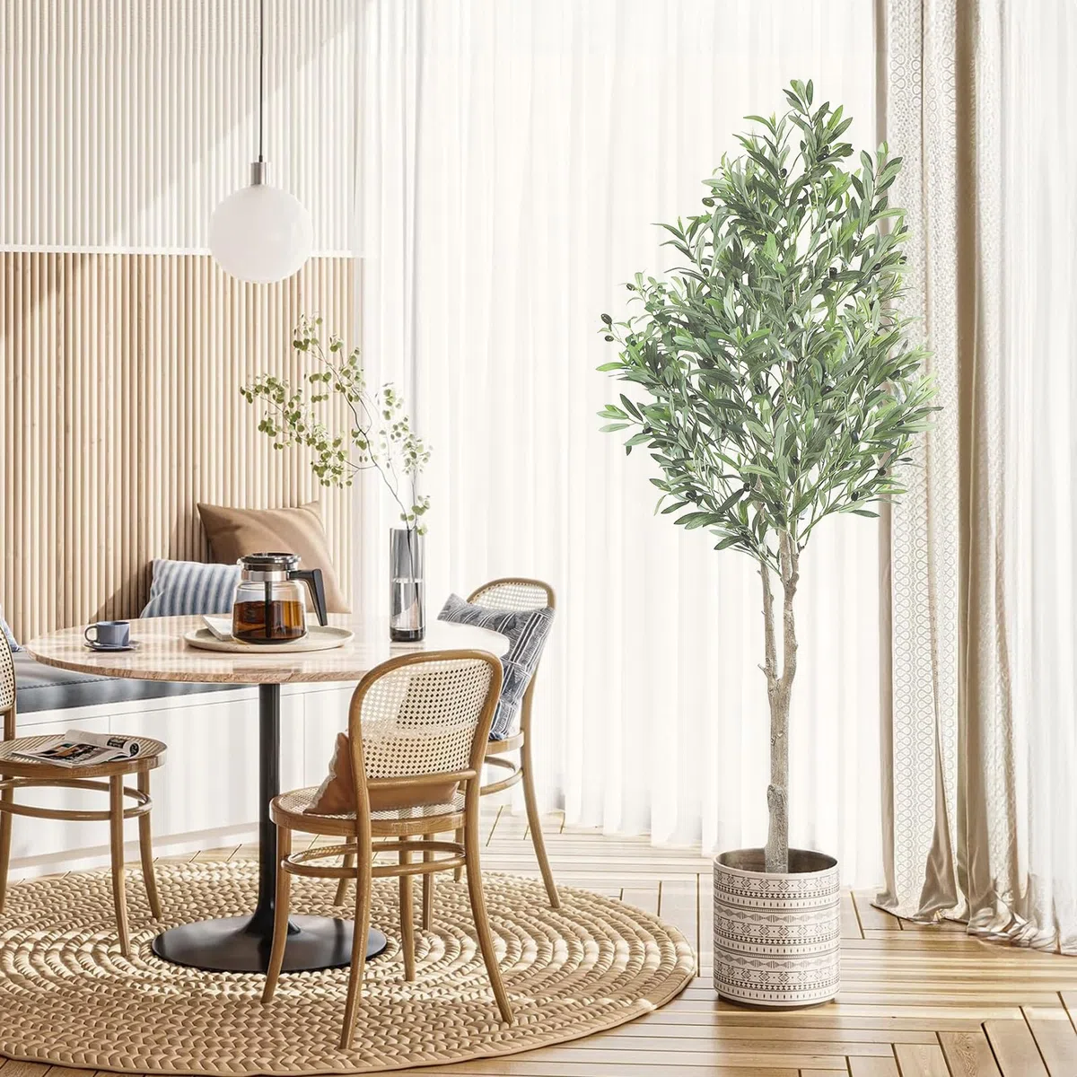 Oc'leaf Olivenbaum Künstlich - 180cm Künstliche Pflanzen Groß Olivenbaumpflanze, Künstlicher Olivenbaum im Topf, Olivenbaum Deko für Zuhause, Wohnzimmer, Schlafzimmer, Büro, Garten