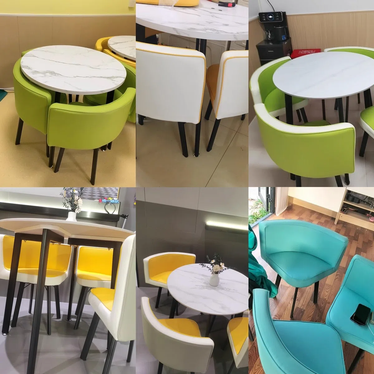 Rundes Esstisch-Set mit 4 Stühlen, Tisch und Stuhl Set, Light Green