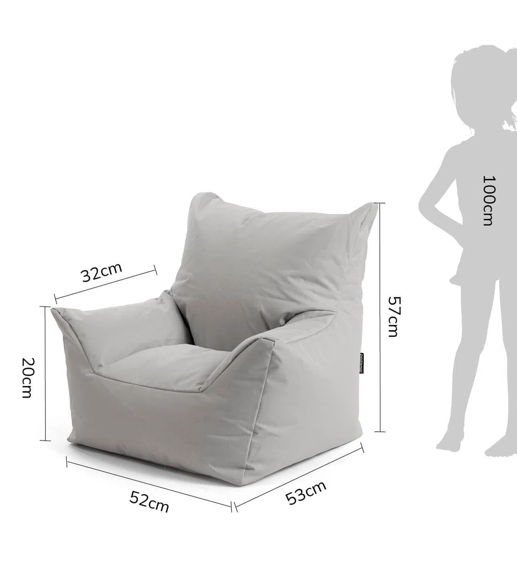 mokebo Kindersessel Outdoor 'Der Gartenzwerg', Sitzsack Kinder mit Füllung, auch als Lesesessel oder Sitzkissen fürs Kinderzimmer, Kindersitzsack oder Sessel für Kinder in Grau