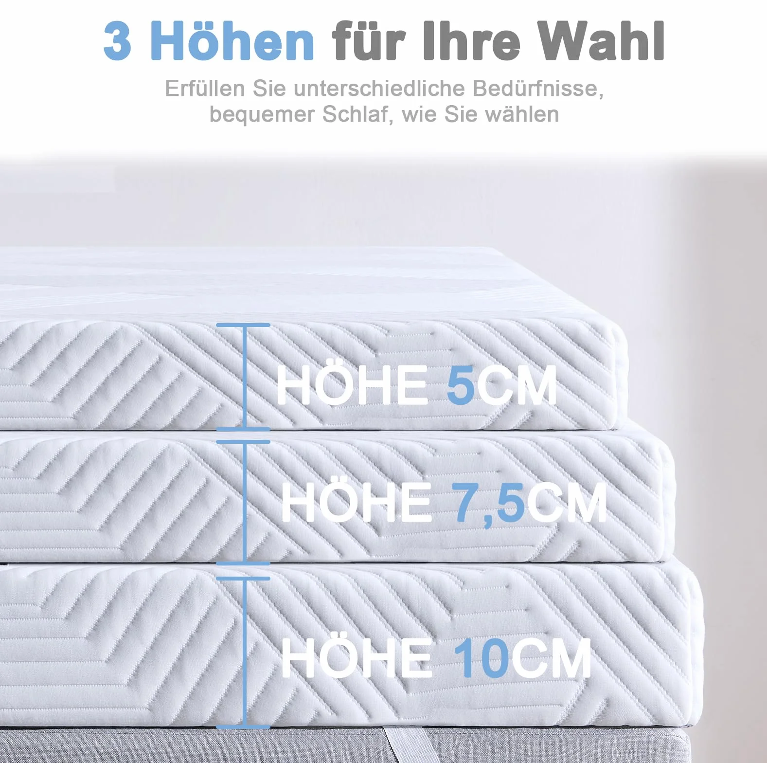 Twirest Matratzentopper 140x200cm, 5cm Höhe, Topper 140x200cm mit einem bequemem Komfortschaumkern, Bezug Atmungsaktiv & Waschbar Matratzen Topper, für Boxspringbett Wohnwagen Schlafsofa