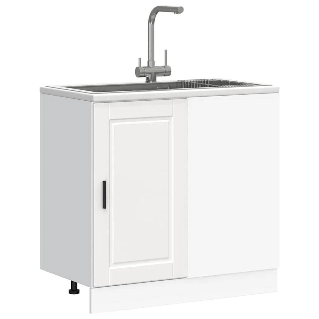 Myheimly Küchenschrank Holzwerkstoff,hoher Küchenschrank, Schrank,Küchenzeile,Schrank Küche,Einbauküche Küchenunterschrank Porto Weiß Holzwerkstoff