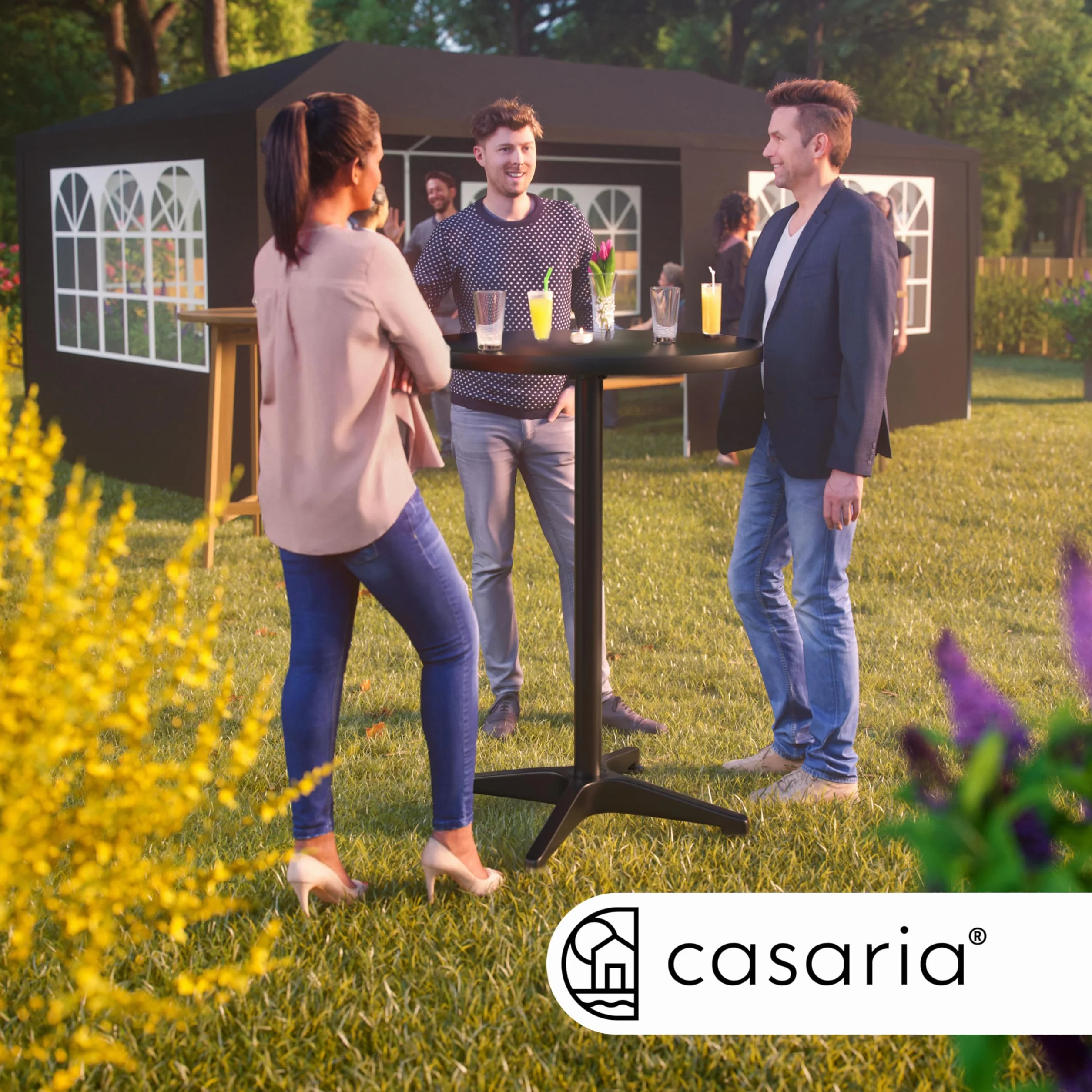 Casaria® 2in1 Stehtisch Höhenverstellbar 70 cm / 115 cm Hoch Aluminium Ø 60 cm Rund Wetterfest Outdoor Indoor Camping Bistrotisch Balkonmöbel Schwarz