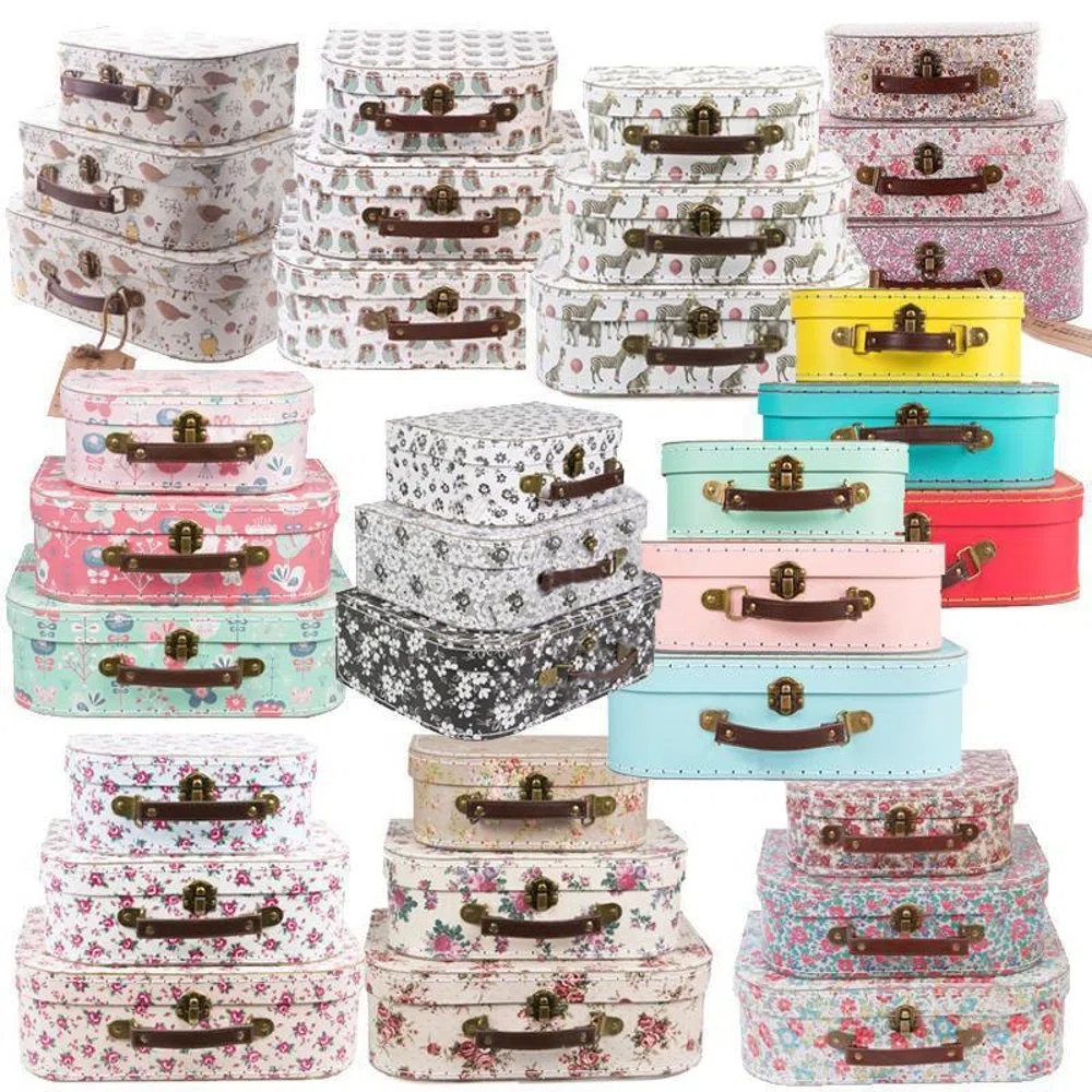 Retro Vintage Rose Floral Aufbewahrungs-Koffer 3er-Set