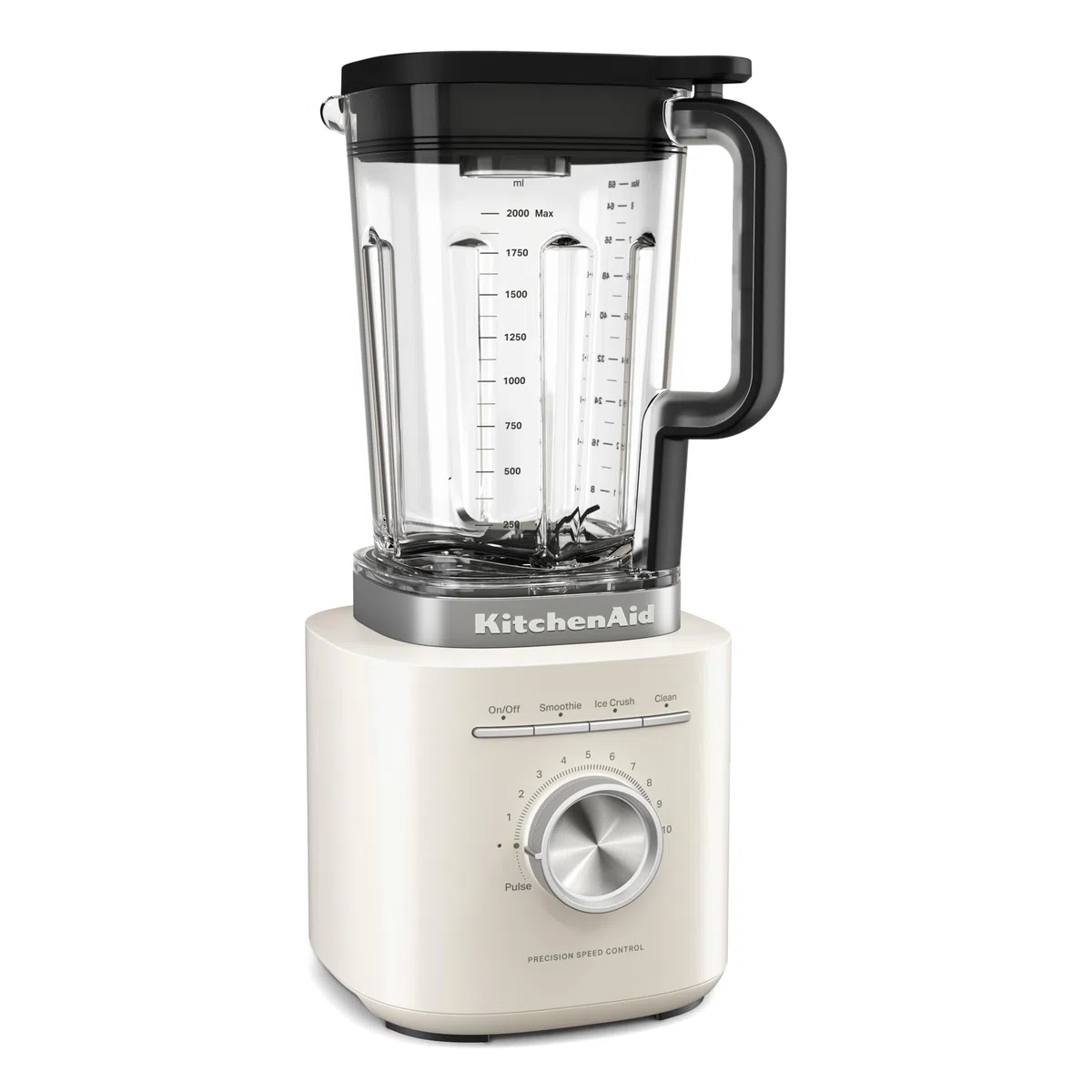 KitchenAid Pure Power Standmixer, 2L BPA-Freier Behälter, 10 Geschwindigkeiten, Eis- & Smoothie-Programm, Asymmetrische Edelstahlklingen, Druckguss-Metallbasis, Porzellanweiß