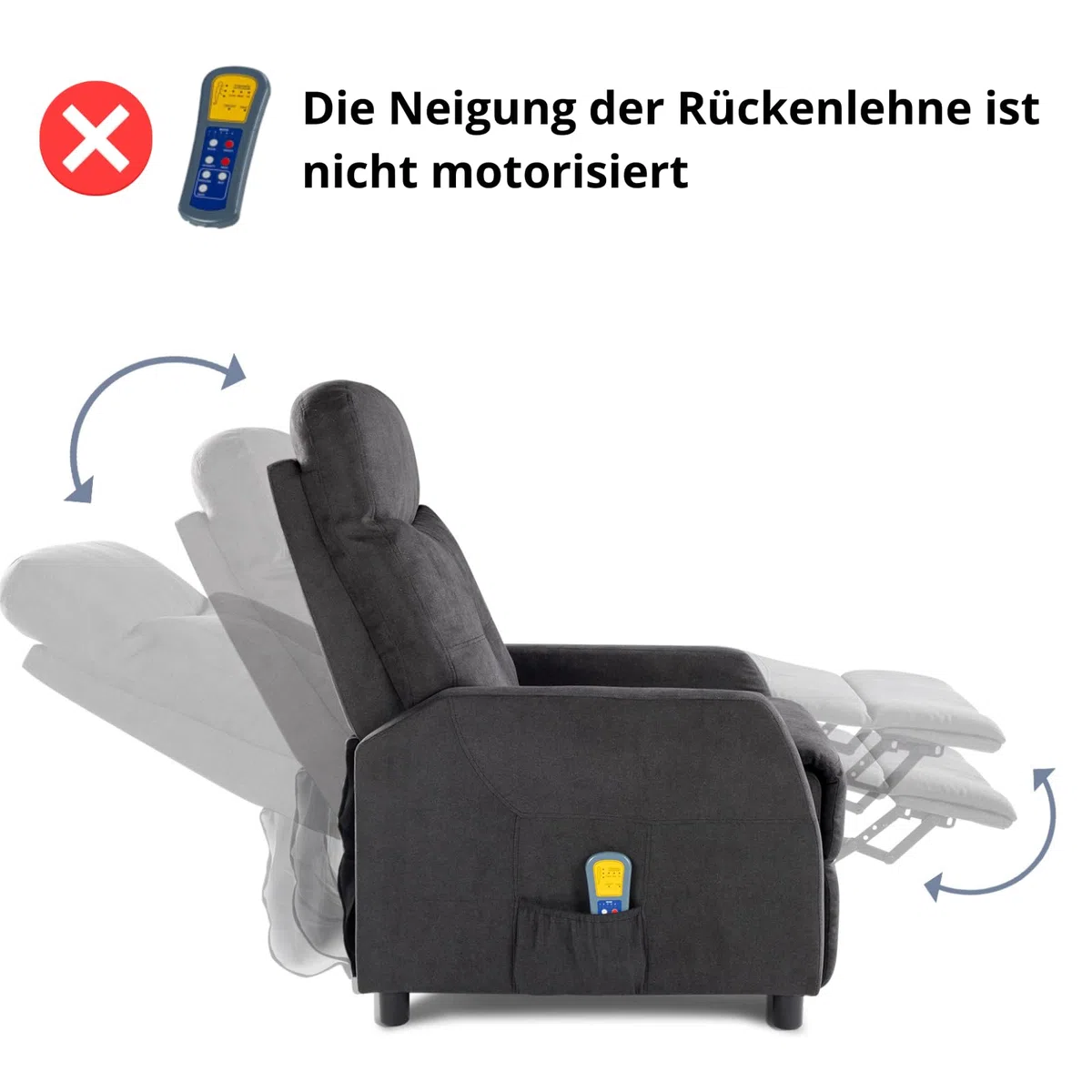 LEADZM Relaxsessel Fernsehsessel mit Manuell Liegefunktion, Verstellbarer Rückenlehne und Massage Wärmefunktion