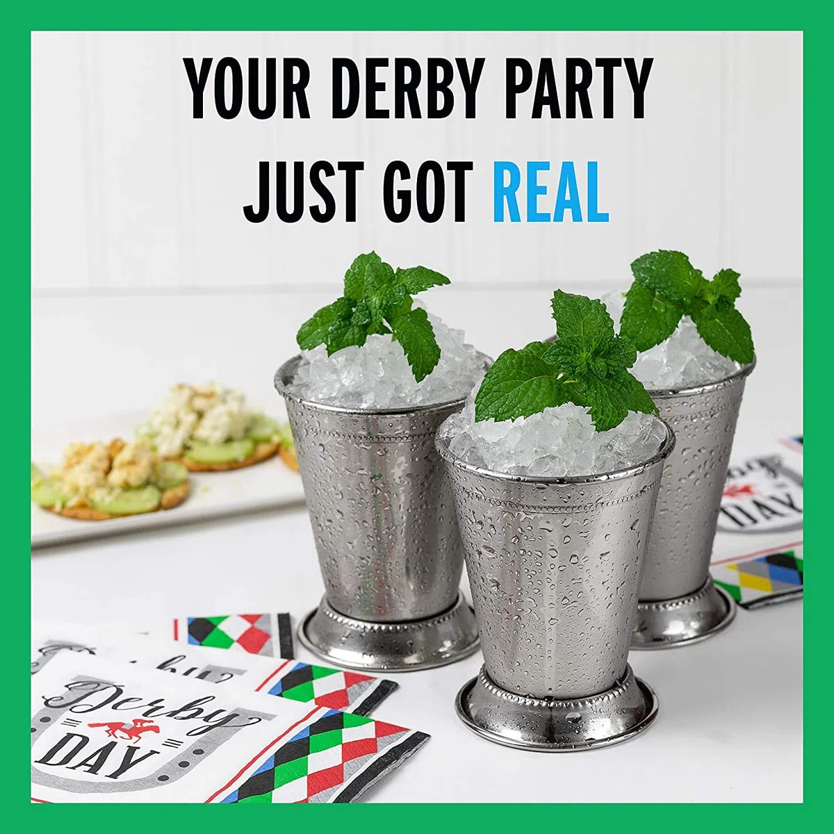 Mint Julep Becher: Edelstahlgläser, 4 Stück, Metall, 340 ml, Cocktailgläser, Partyzubehör (4)