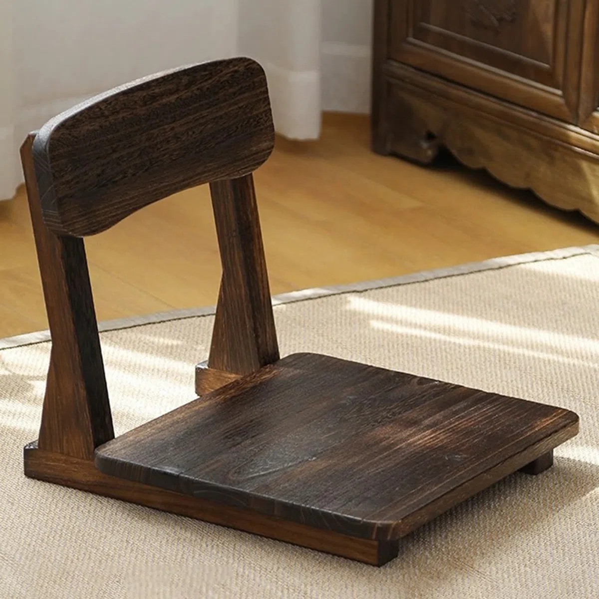 Tatami Stuhl,Tatami Meditationsstuhl Im Japanischen Stil,Bambus Bodenstuhl FüR Wohnzimmer,Bodenstuhl Sitz Mit Kissen,Platz Sparen,Geeignet FüR Wohnzimmer,Erker,Balkon
