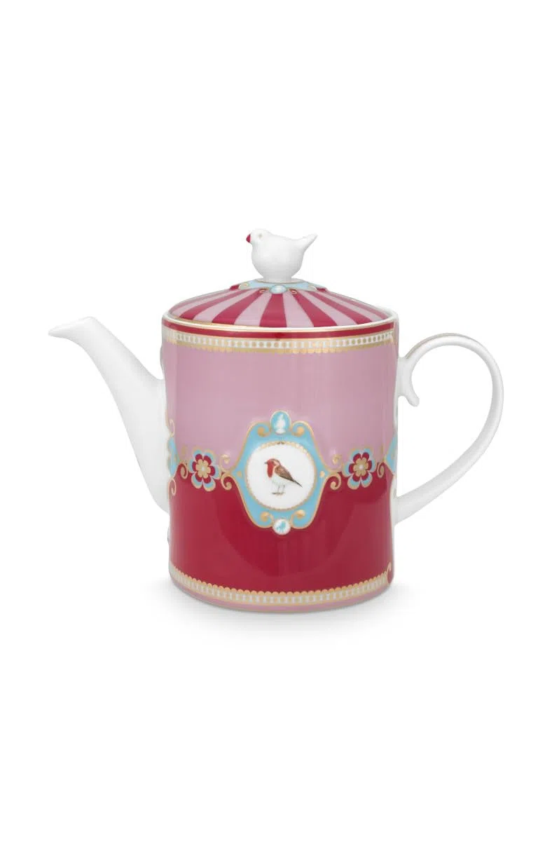 Pip Studio Love Birds Medallion Teekanne rot/pink 1,3l