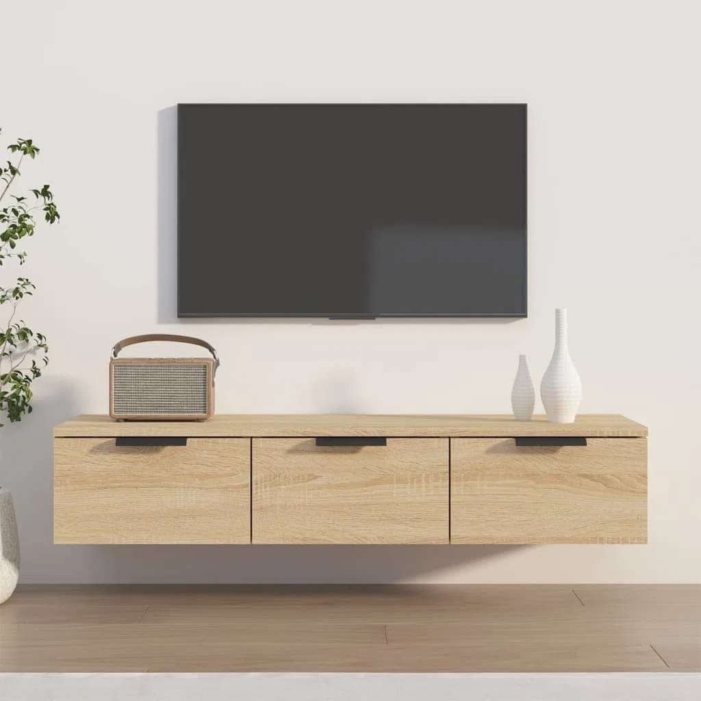 vidaXL Wandschrank TV Schrank Hängeschrank Fernsehschrank Lowboard Fernsehtisch HiFi TV Möbel Wohnzimmer Sonoma-Eiche 102x30x20cm Holzwerkstoff