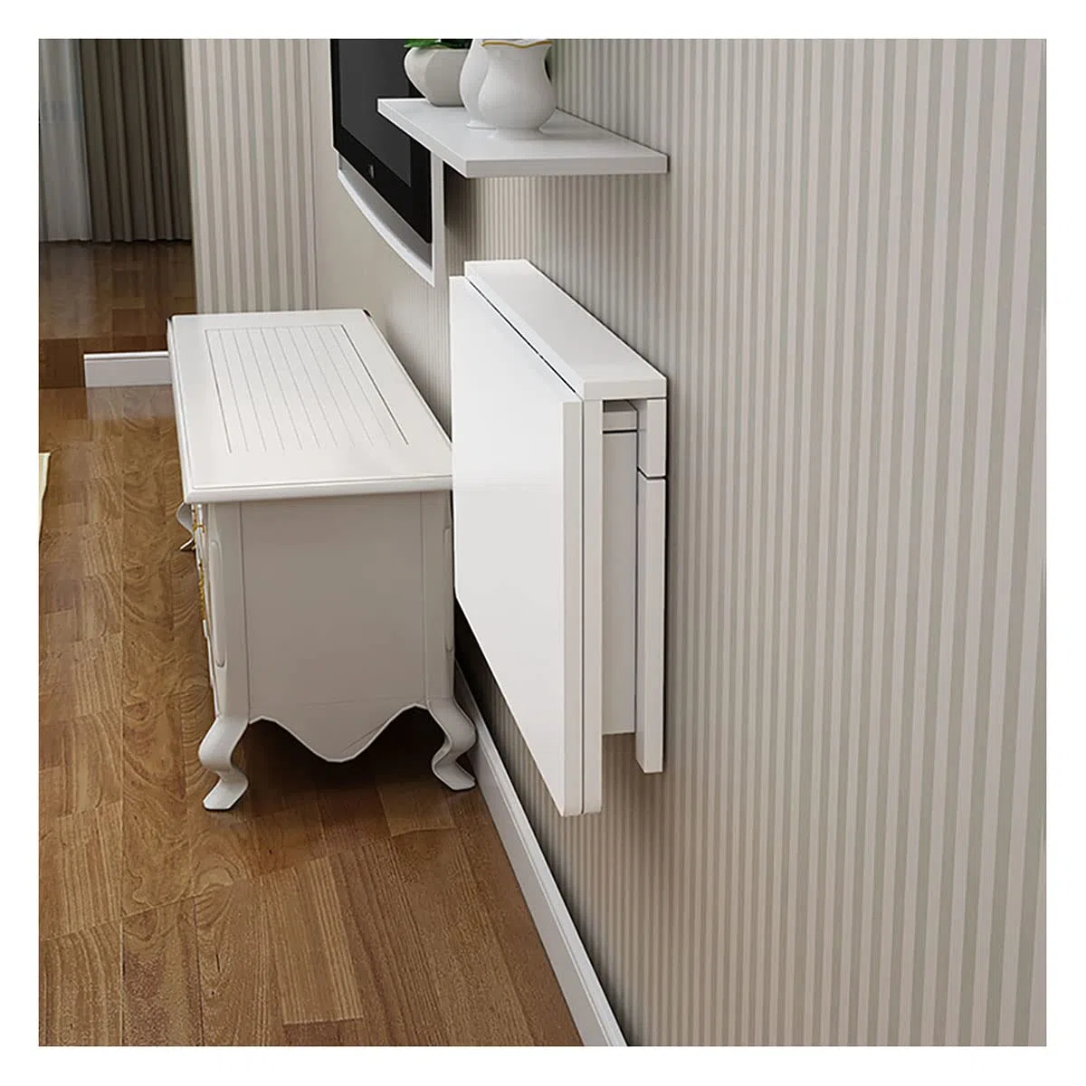Wandklapptisch Aus Massivholz, 80x50cm Klapptisch Wandtisch, Platzsparender Schwimmender Schreibtisch Küchentisch Kindermöbel Laptoptisch Esstisch
