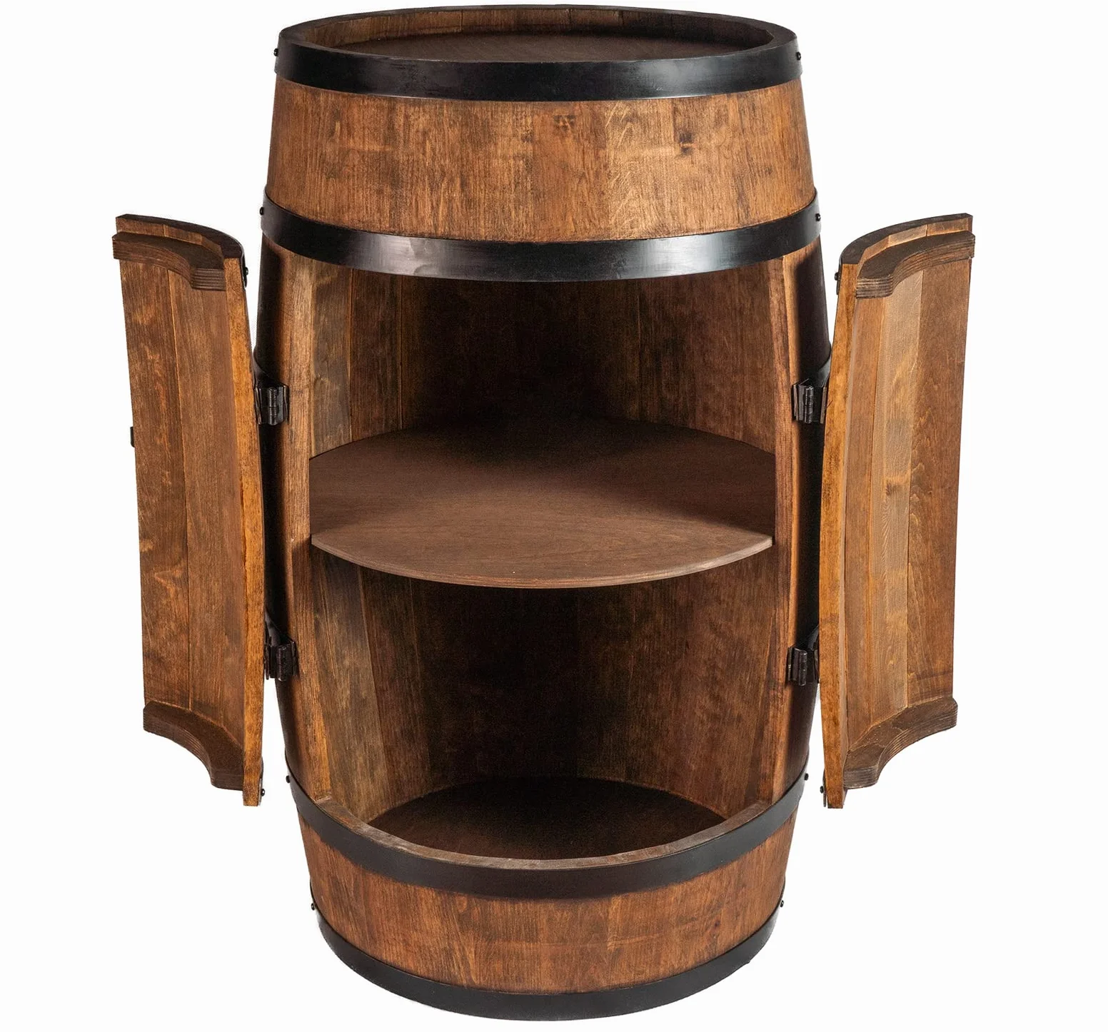 CREATIVE COOPER Weinfass Stehtisch mit Tür - Alkoholschrank Flaschenregal Holz Regale - Holzfass - Fassmöbel - Wine Rack - Wineregal - Weinbar - Fass bar mit Tür - Fassbar minibar 80Cm High (Wenge)