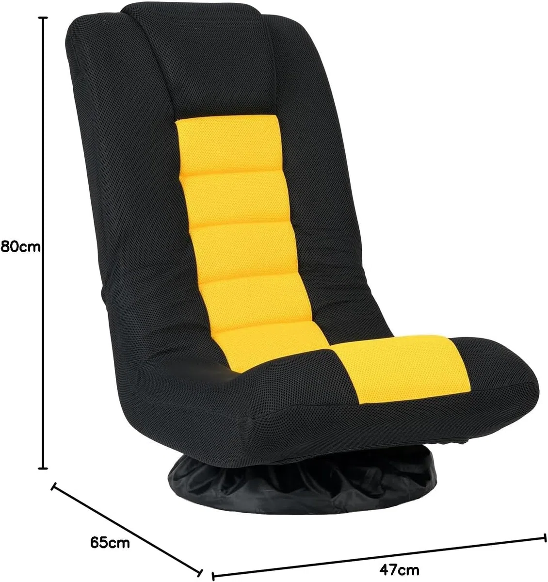 RELAX4LIFE Bodensessel Klappbar, Bodenstuhl mit 4-Fach Verstellbarer Rückenlehne, 360° drehbarem Sockel & Nackenpolster, Meditationsstuhl gepolstert, Gamingsessel Relaxsessel für Wohnzimmer (Gelb)