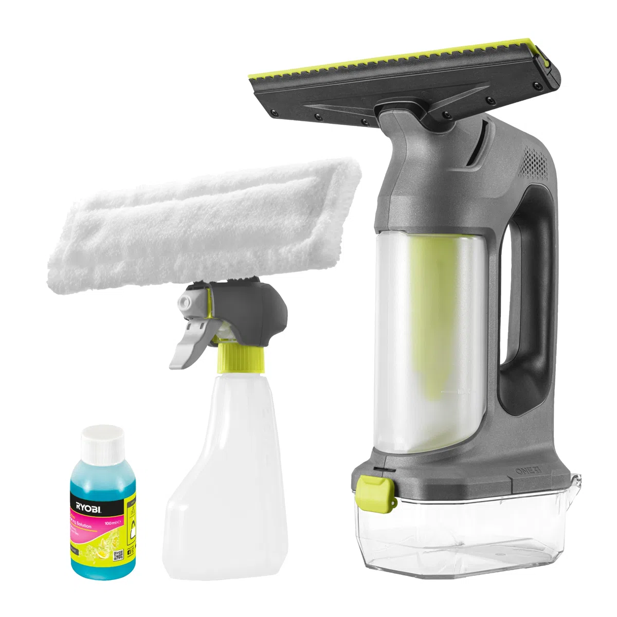RYOBI 18 V ONE+ Akku-Fenstersauger RWV18-0, inkl. Sprühflasche und Mikrofasertuch,ohne Akku und Ladegerät