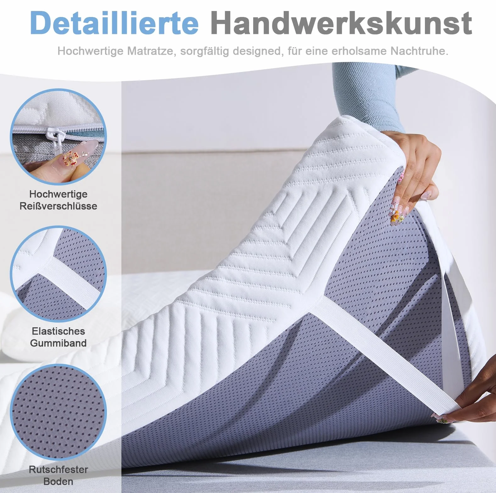 Twirest Matratzentopper 140x200cm, 5cm Höhe, Topper 140x200cm mit einem bequemem Komfortschaumkern, Bezug Atmungsaktiv & Waschbar Matratzen Topper, für Boxspringbett Wohnwagen Schlafsofa