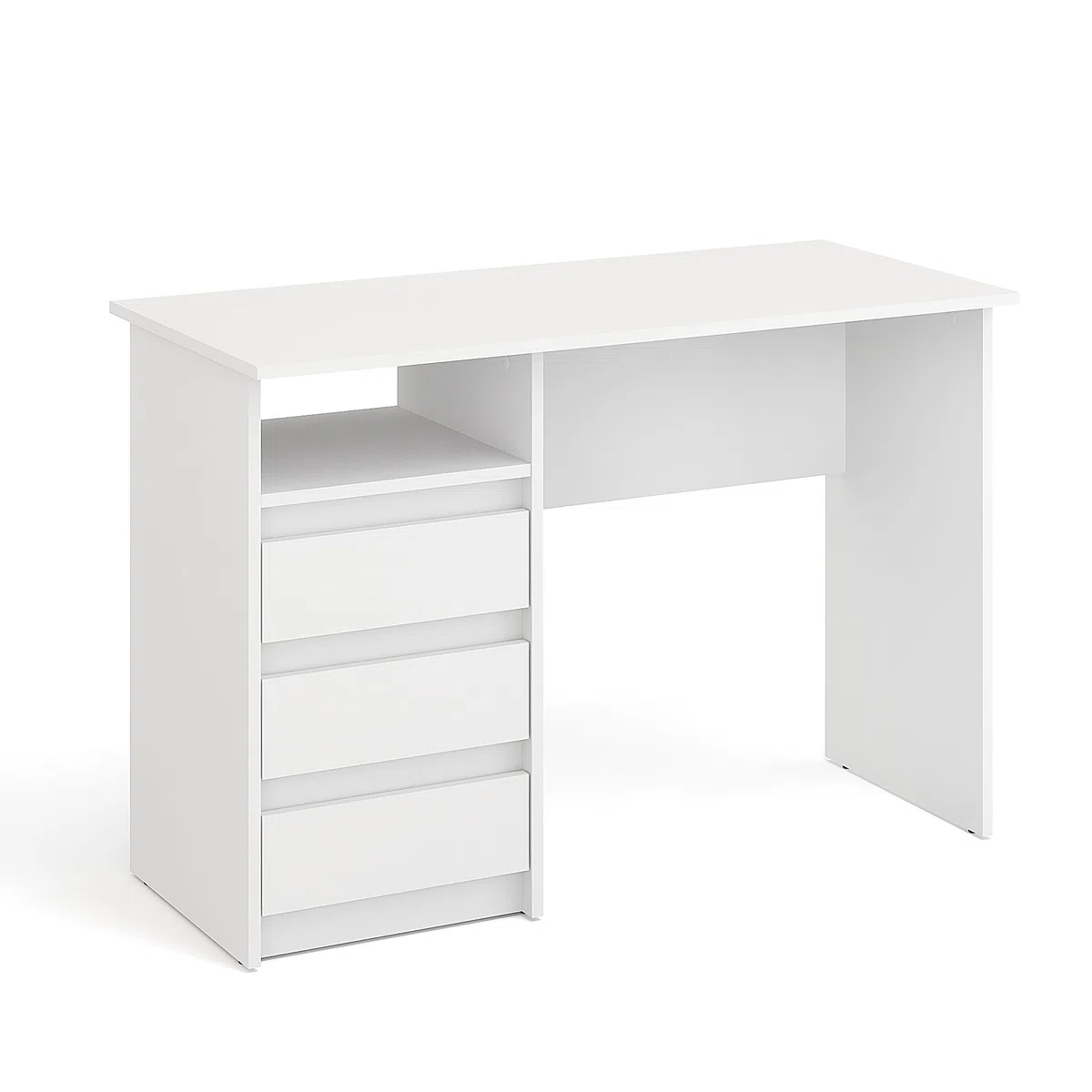 KOMTO Schreibtisch mit Schubladen - Bürotisch Computertisch Klein Arbeitstisch Büro PC-Tisch Kinderschreibtisch mit Stauraum | Moderner Schreibtisch Weiß | Oslo 110 x 50 x 74 cm