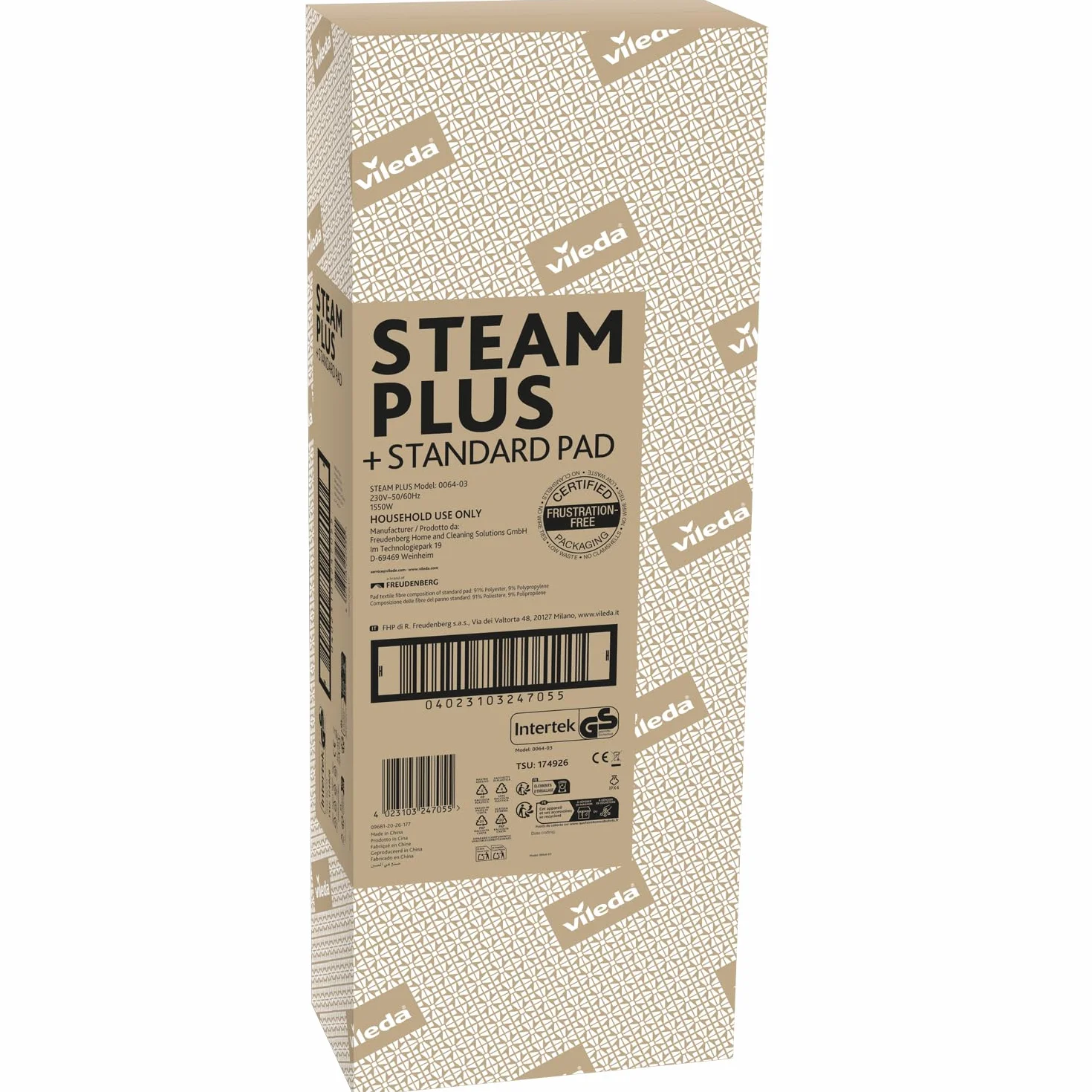 Vileda Steam Plus Dampfreiniger mit Mikrofaserpad | Hygienische Bodenreinigung ohne Chemie | Entfernt bis zu 99,9 % von Bakterien & Viren - Für alle Böden | Aufheizzeit: 15 Sekunden