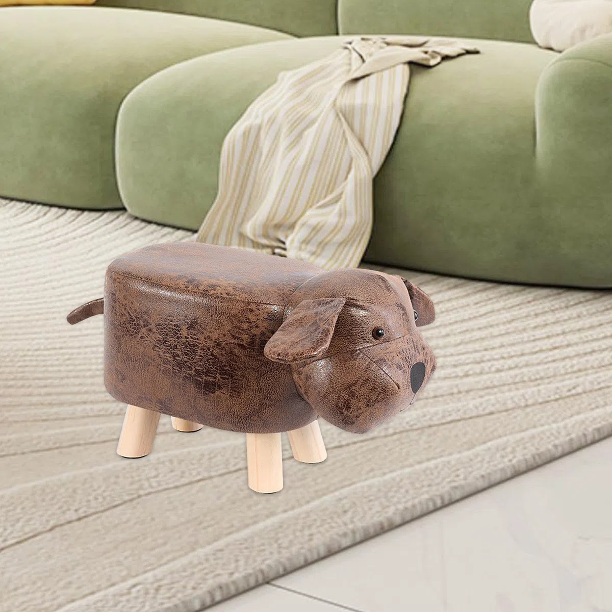 MagiDeal Tierischer Fußhocker, gepolsterter Ottoman für Kinder, Kinder-Tritthocker, niedlicher Fußhocker, Hocker für Spielzimmer, Innen- und Wohnzimmer, braun