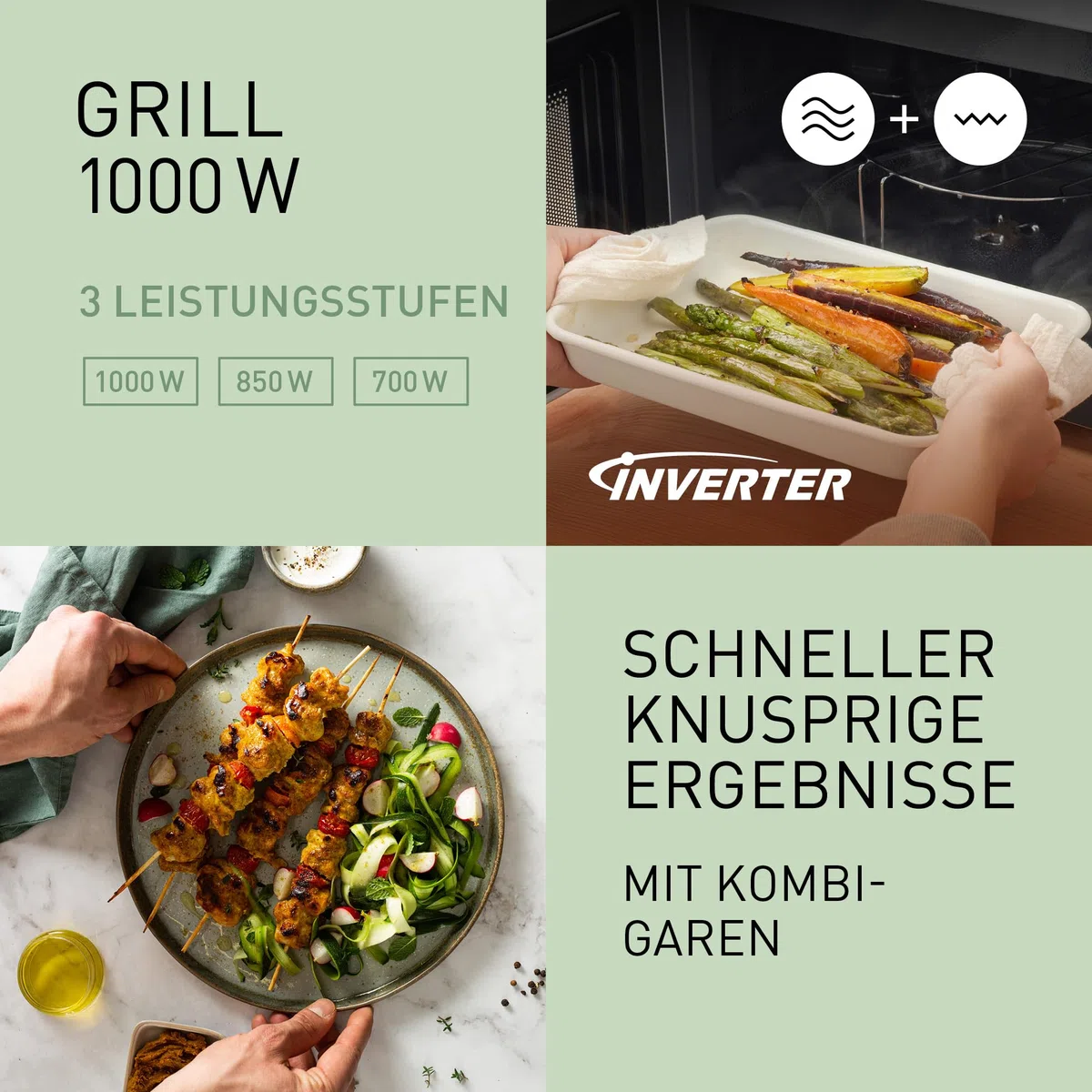 Panasonic NN-GD39QSEPG Grill-Mikrowelle 29 l 1000 W Steam+ Topf Silber Edelstahl