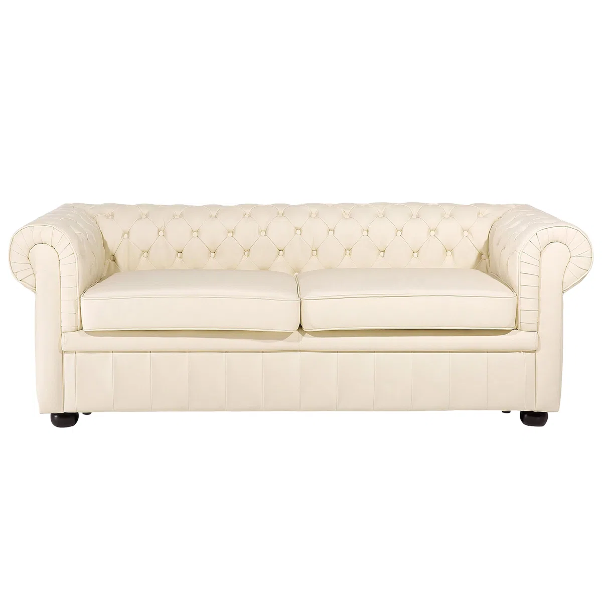 Beliani Klassisches Sofa mit Sessel Echtleder Hellbeige Chesterfield