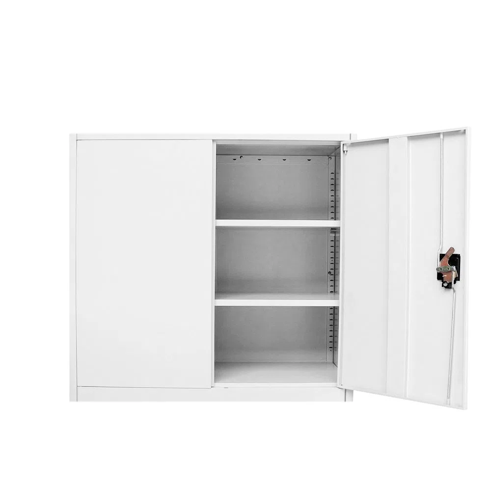 Panana Metall Büro Aktenschrank Hoher Speicher Schrank Dokument Fächer Abschließbare Doppeltüren Einstellbare Regale (Weiß, 3-Schicht)