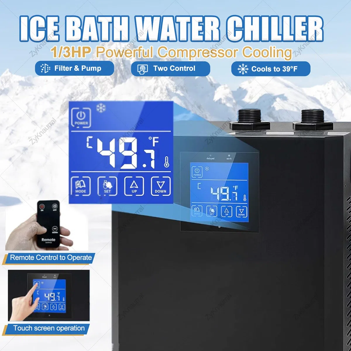 Eisbadkühler, 1/3 Ps Kaltwasserkühler Mit Externem Filter Und Pumpe, Isolierte Schläuche Verbessern Die Kühlleistung, Erholungswasserkühler Für Sportler DoublePumps