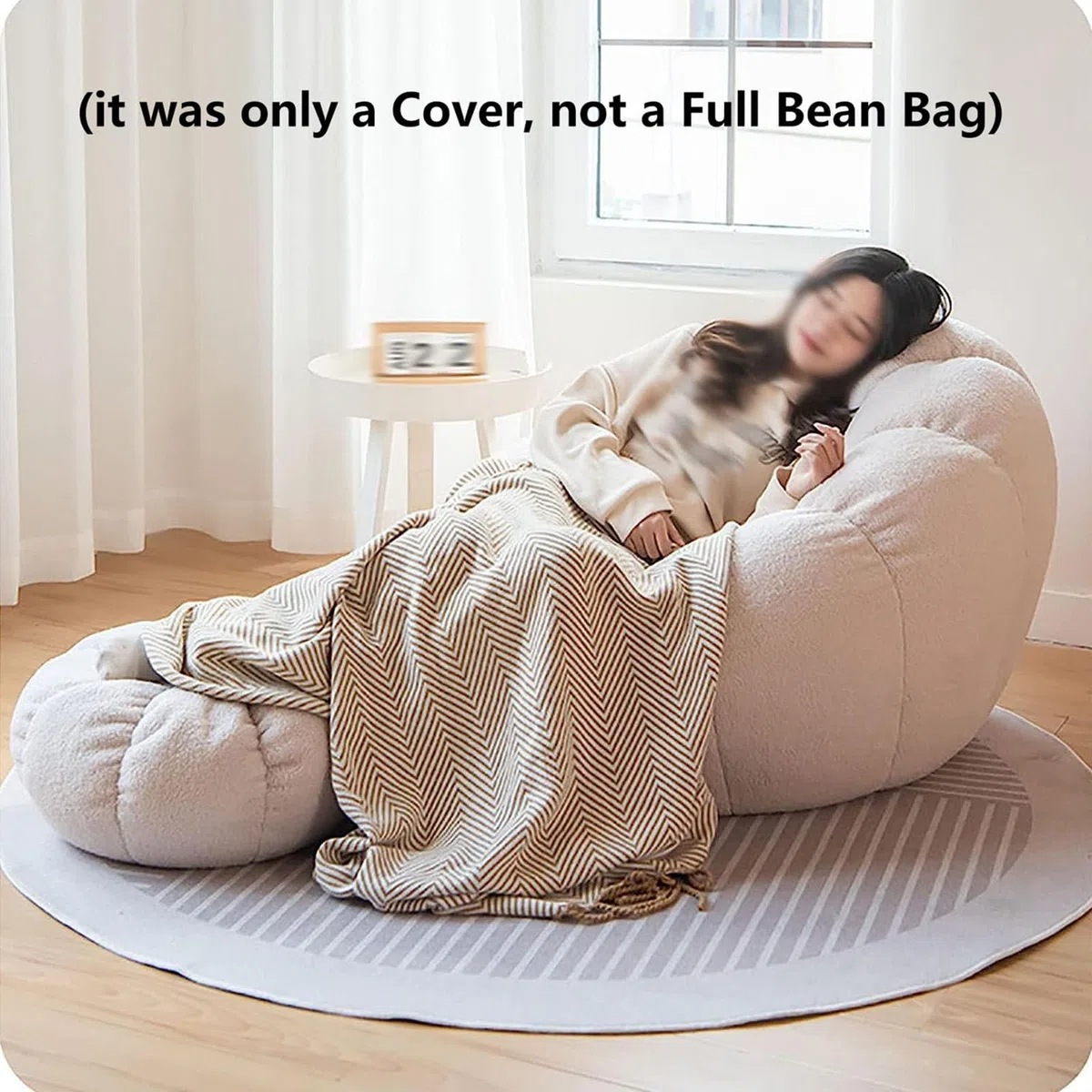Lazy Sitzsack-Stuhlbezug, Sitzsack Bezug ohne Füllung Sessel aus Ultraweichem Teddy-Stoff Kürbis-Optik 85 x 65 cm für Outdoor & Indoor Gaming Entspannen,Weiß