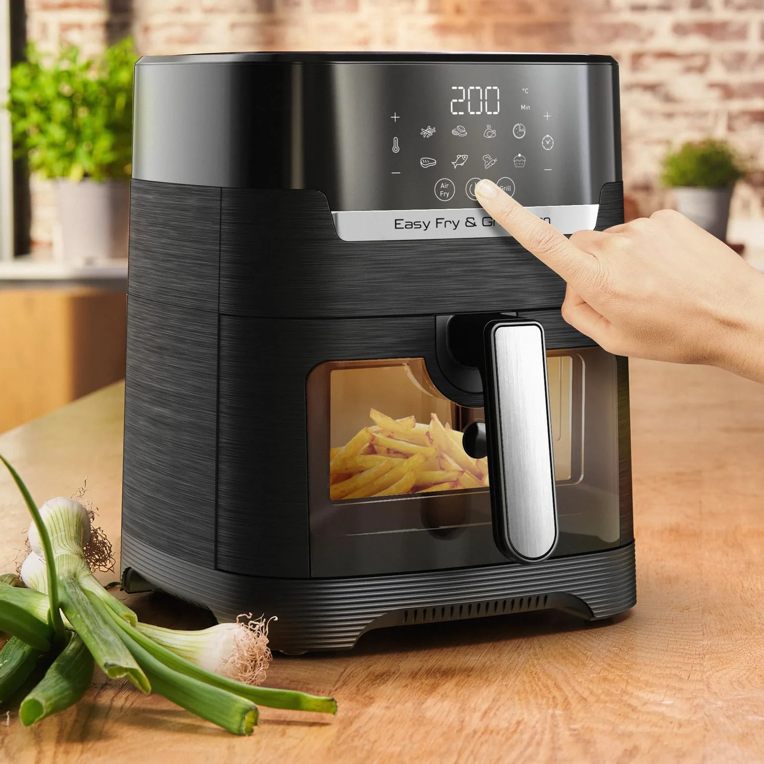 Tefal Easy Fry & Grill Vision Heißluftfritteuse 4,2 L – 2-in-1 Airfryer mit Sichtfenster & Grillplatte, Extra-Crisp Technologie, 8 Programme, Präzisions-Touchscreen, schnell & energiesparend EY5068