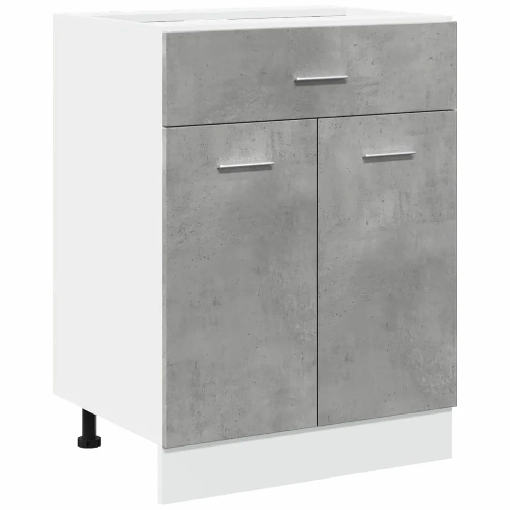 vidaXL Unterschrank Lyon Kollektion, Beton Grau, 60x46x81,5 cm, Holzwerkstoff, Badezimmer & Küche Aufbewahrung, Unterbeckenschrank, Wandmontierbar, Wohnaccessoire
