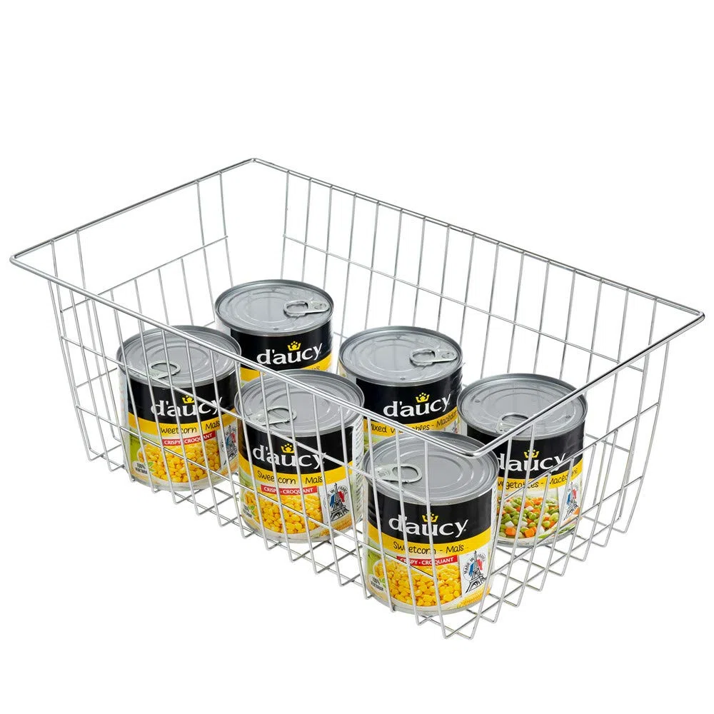 Metalldrahtkörbe mit Griffen Chrom 2 Stück Aufbewahrung Organizer für Küche Bad