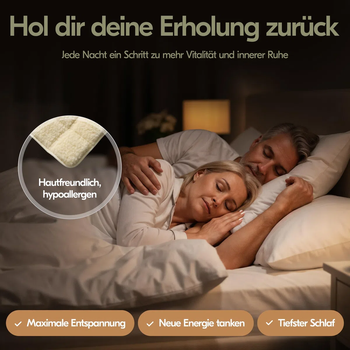 Lammfell Unterbett 90x200 Wendbare Bettauflage aus Schurwolle Atmungsaktive Matratzenauflage mit Eckgummis
