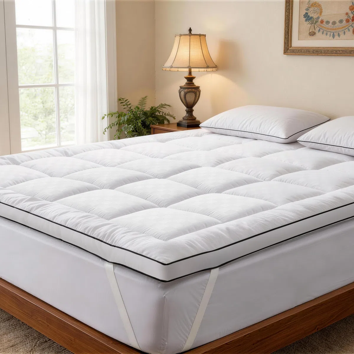 Matratzentopper 160x200cm, 1000g/m² Matratzenauflage Hypoallergene, Ultraweich Matratzen Topper, Maschinenwaschbarer Bezug mit 4 rutschfesten Eckgummis, Weiß