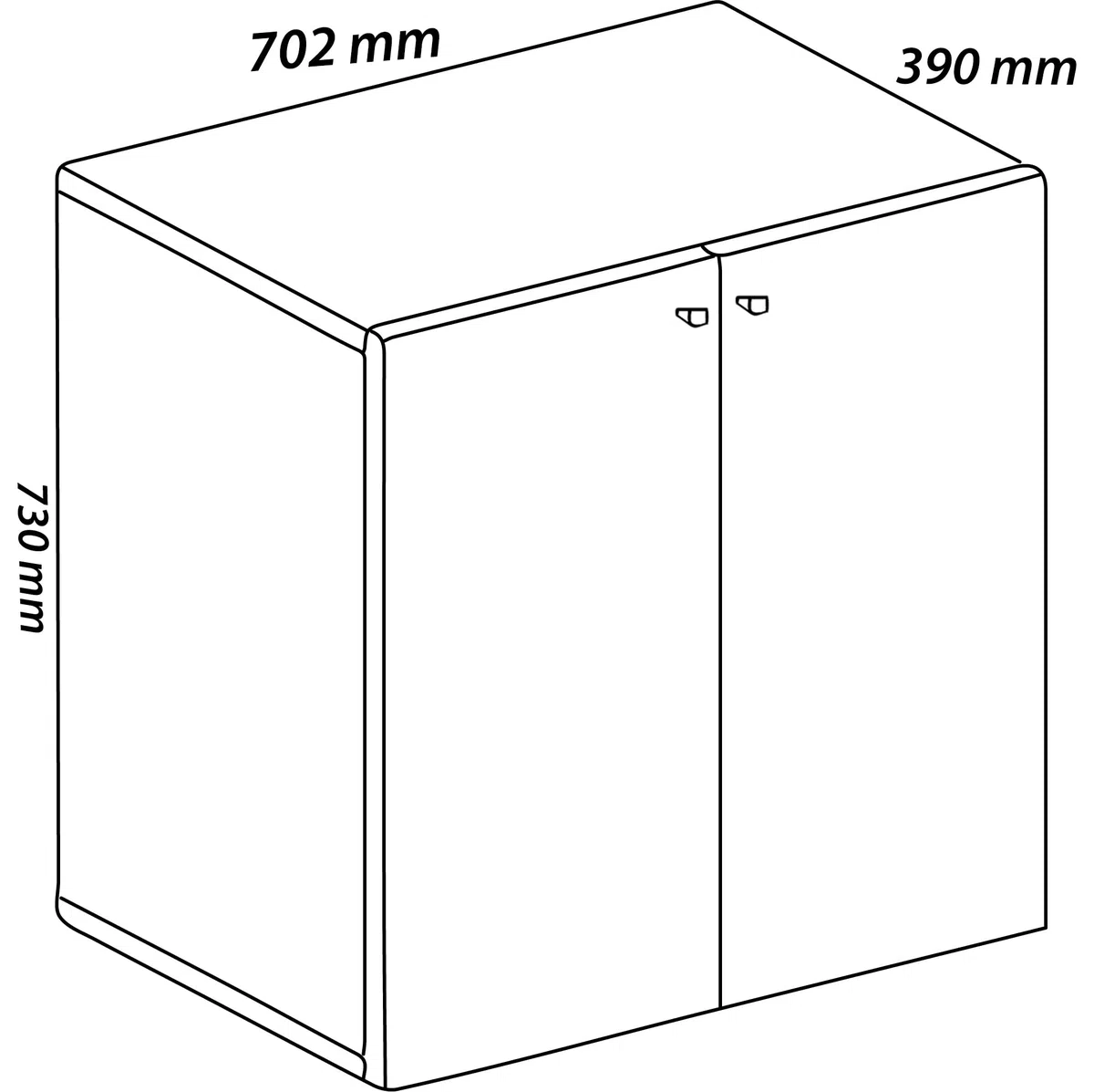 VCM Büroschrank mit 2 Fächern | moderner Aktenschrank mit Drehtüren | Maße ca. B. 70 x H. 74 x T. 40 cm - Lona 2-Fach