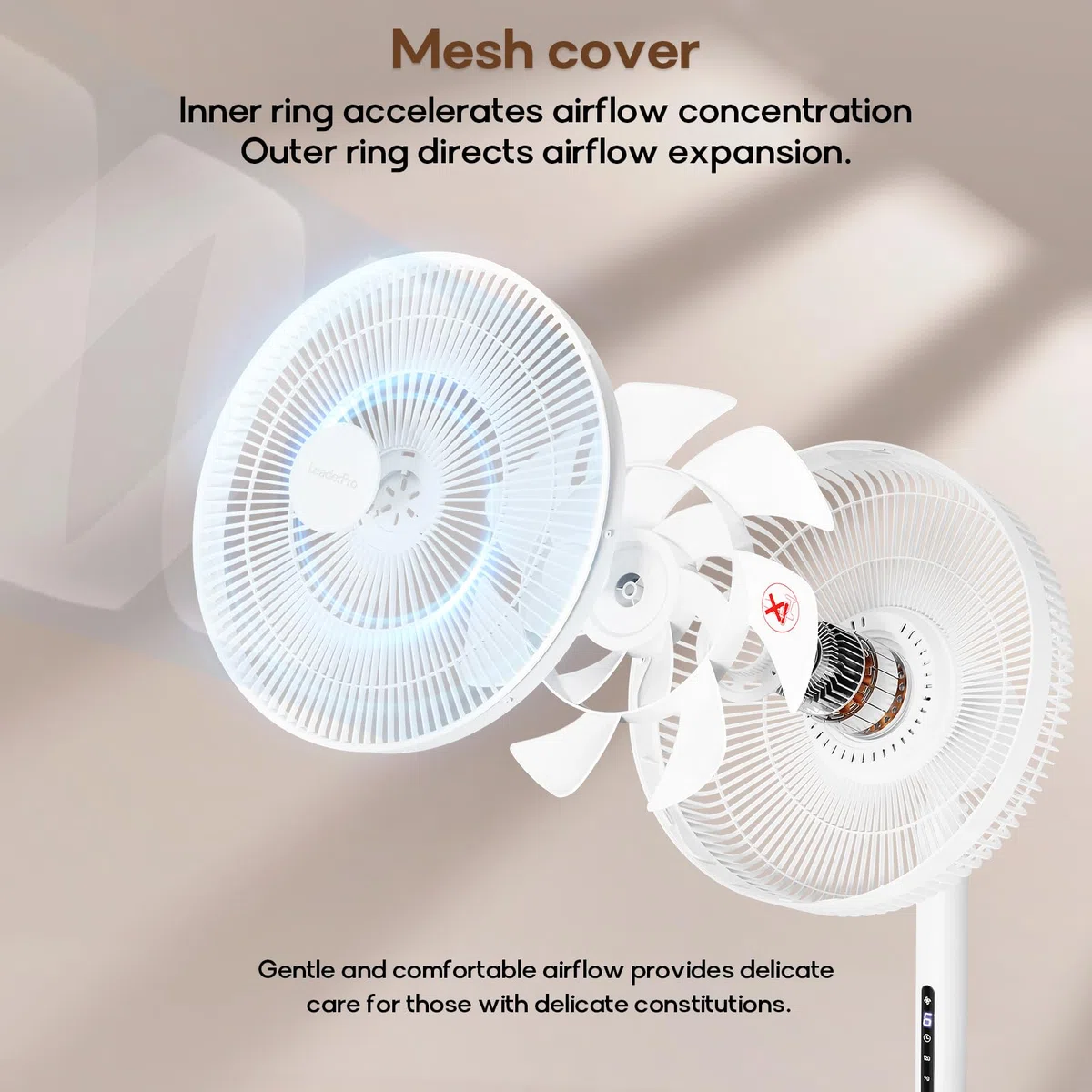 Neu DC Standventilator mit Bildschirm-12.8dB sehr Leise Ventilator mit Fernbedienung, 8 Stufen, Höhenverstellbar, Oszilation 120°, 8H Timer, Ventilator für Schlafzimmer, Wohnzimmer, Küche,Weiß