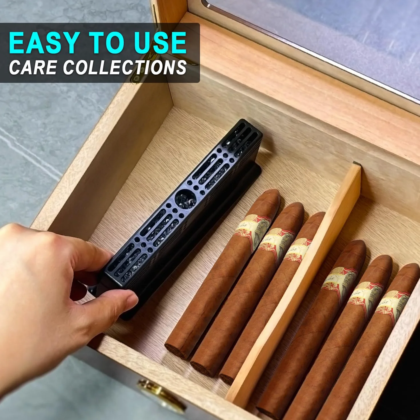 Zigarren Befeuchter für Zigarren-Humidor, Zigarren-Box 3-Wege Luftbefeuchtungssystem für 1-100 Kuba-Zigarren, als Humidor-Teiler, hält 70% RH, Humidor-Luftbefeuchter passend für alle Arten