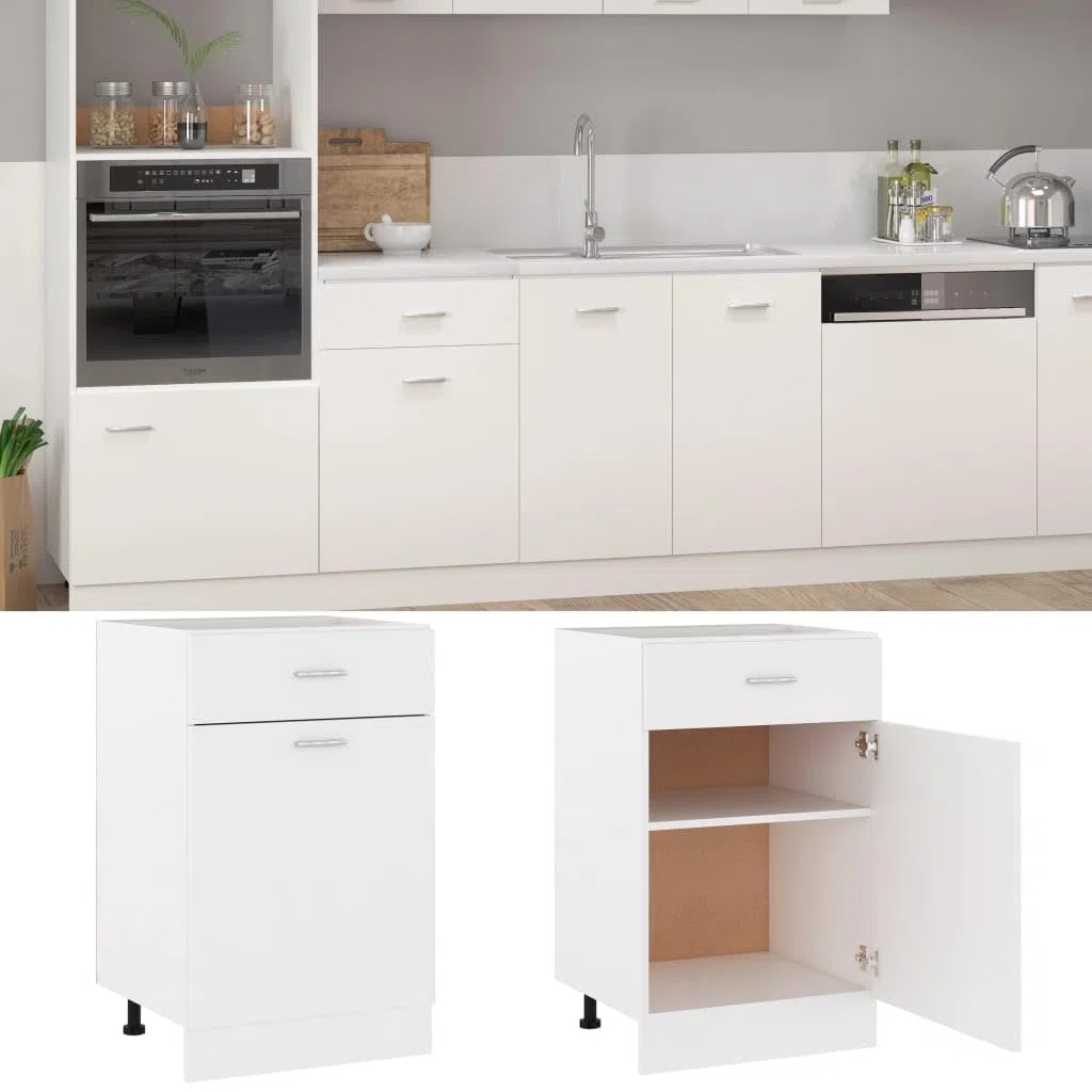 vidaXL Schubunterschrank Weiß 50x46x81,5 cm Spanplatte