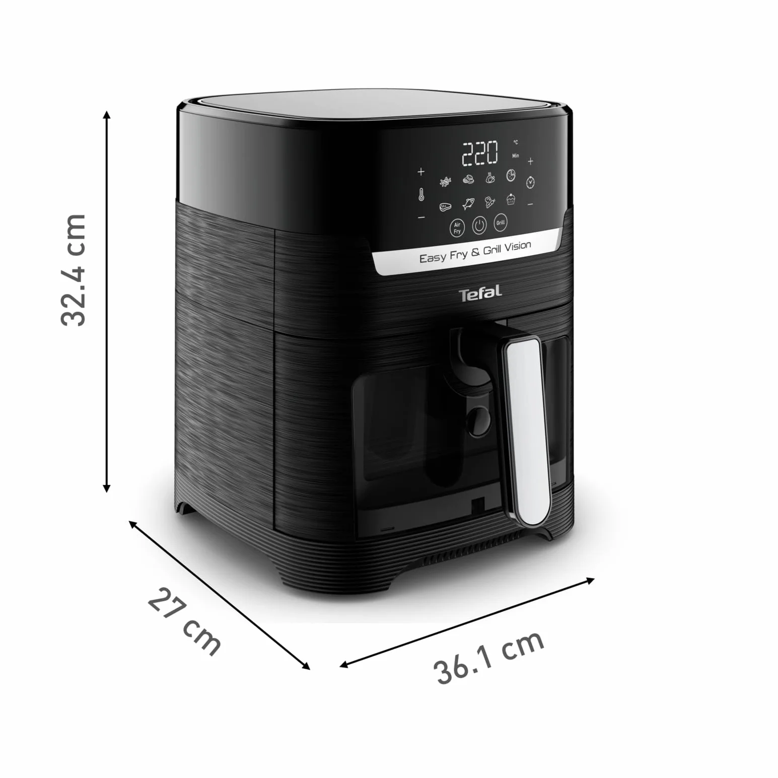 Tefal Easy Fry & Grill Vision Heißluftfritteuse 4,2 L – 2-in-1 Airfryer mit Sichtfenster & Grillplatte, Extra-Crisp Technologie, 8 Programme, Präzisions-Touchscreen, schnell & energiesparend EY5068